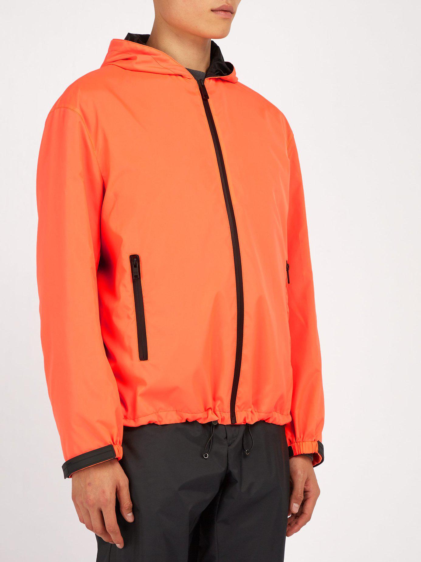 Prada Shell Hooded Jacket in Coral (Orange) for Men - Lyst