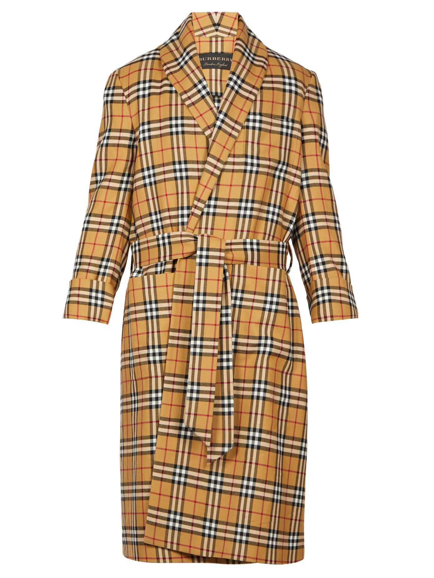 Burberry Housechecked Belted Wool Coat for Men Lyst