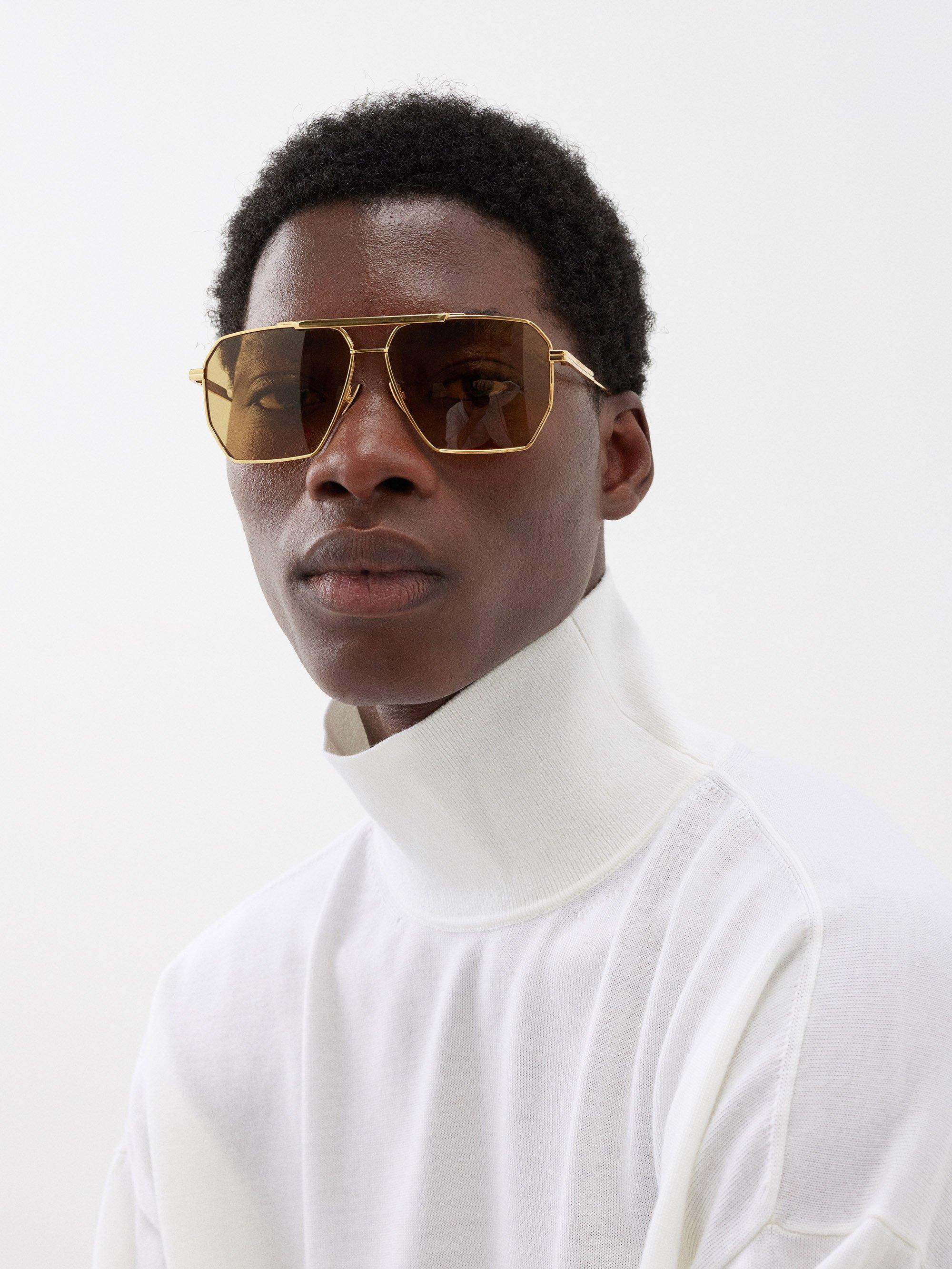 Bottega veneta discount aviator-style gold-tone sunglasses