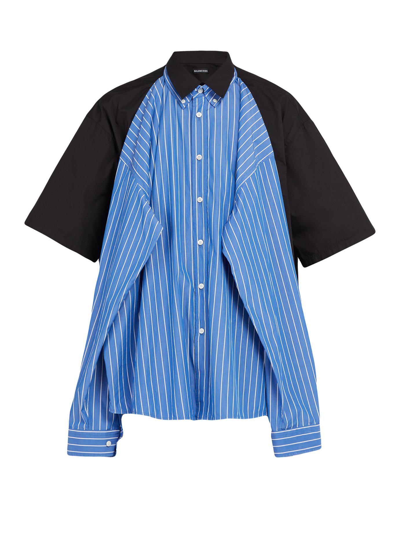 Balenciaga Double Layered Convertible Shirt in Blue for Men | Lyst