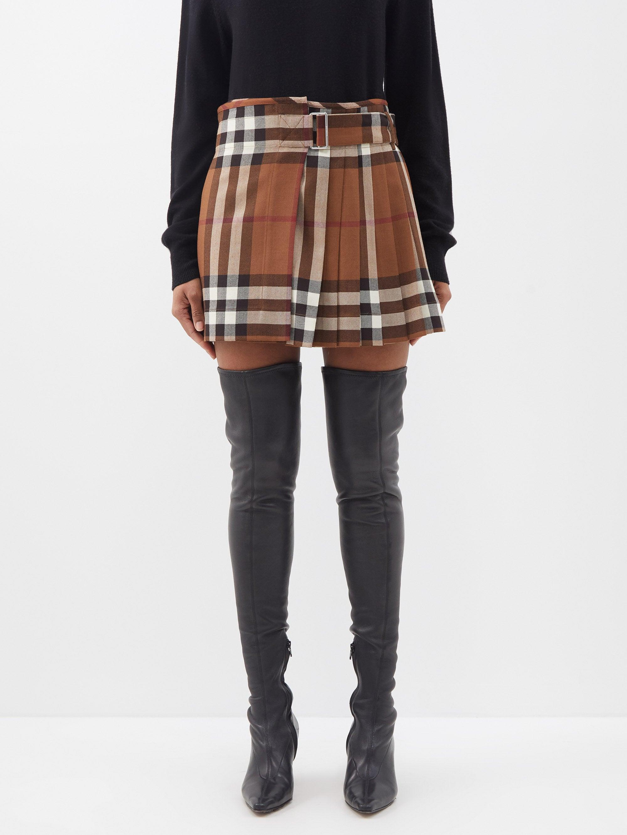 Burberry Exaggerated-check Wool Mini Kilt in Black | Lyst