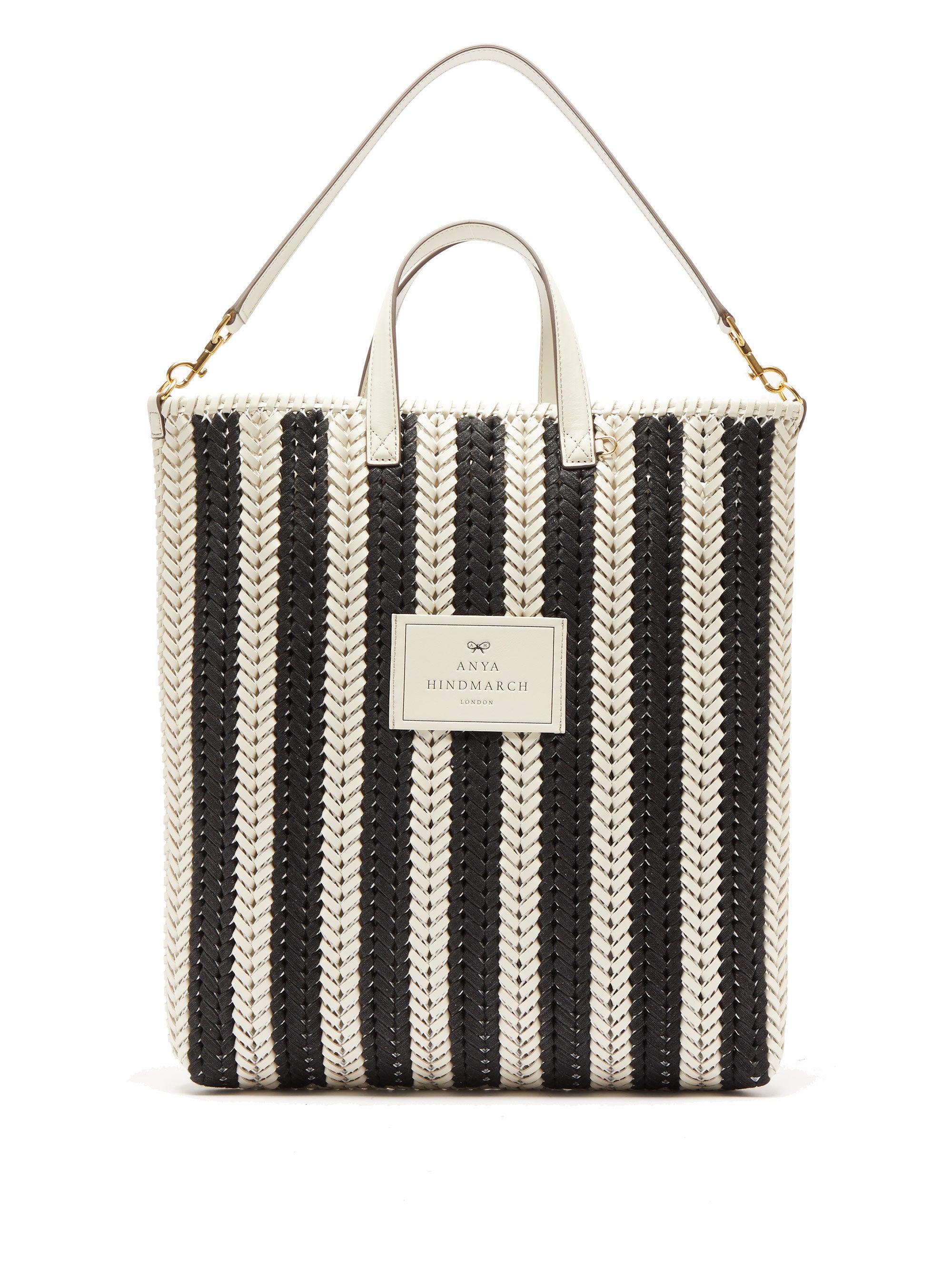 Anya Hindmarch Leather Neeson Tall Tote in Black White (Black) Lyst