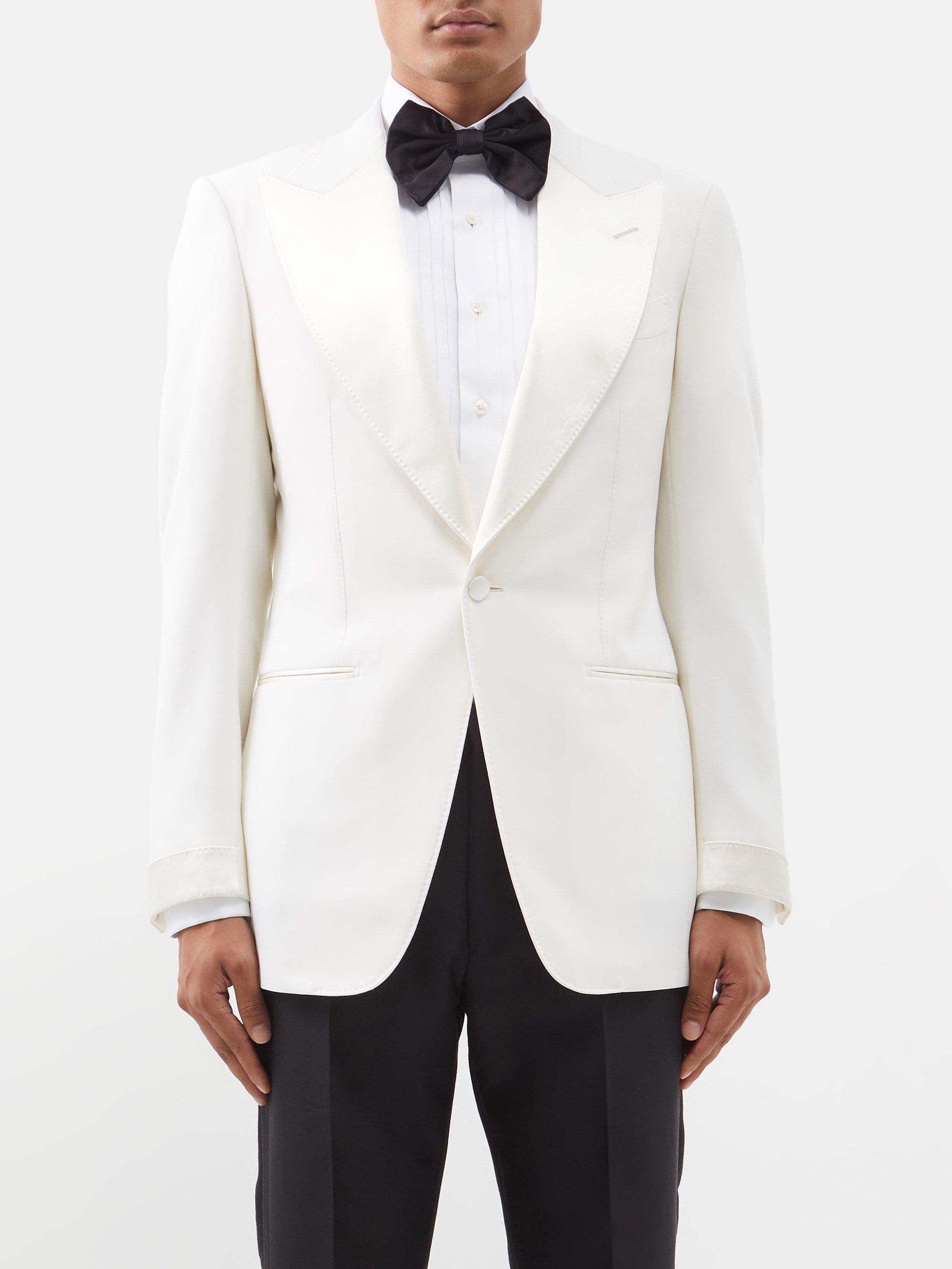 Tom Atticus Satin-lapel Wool-blend Tuxedo Jacket in White for Men | Lyst
