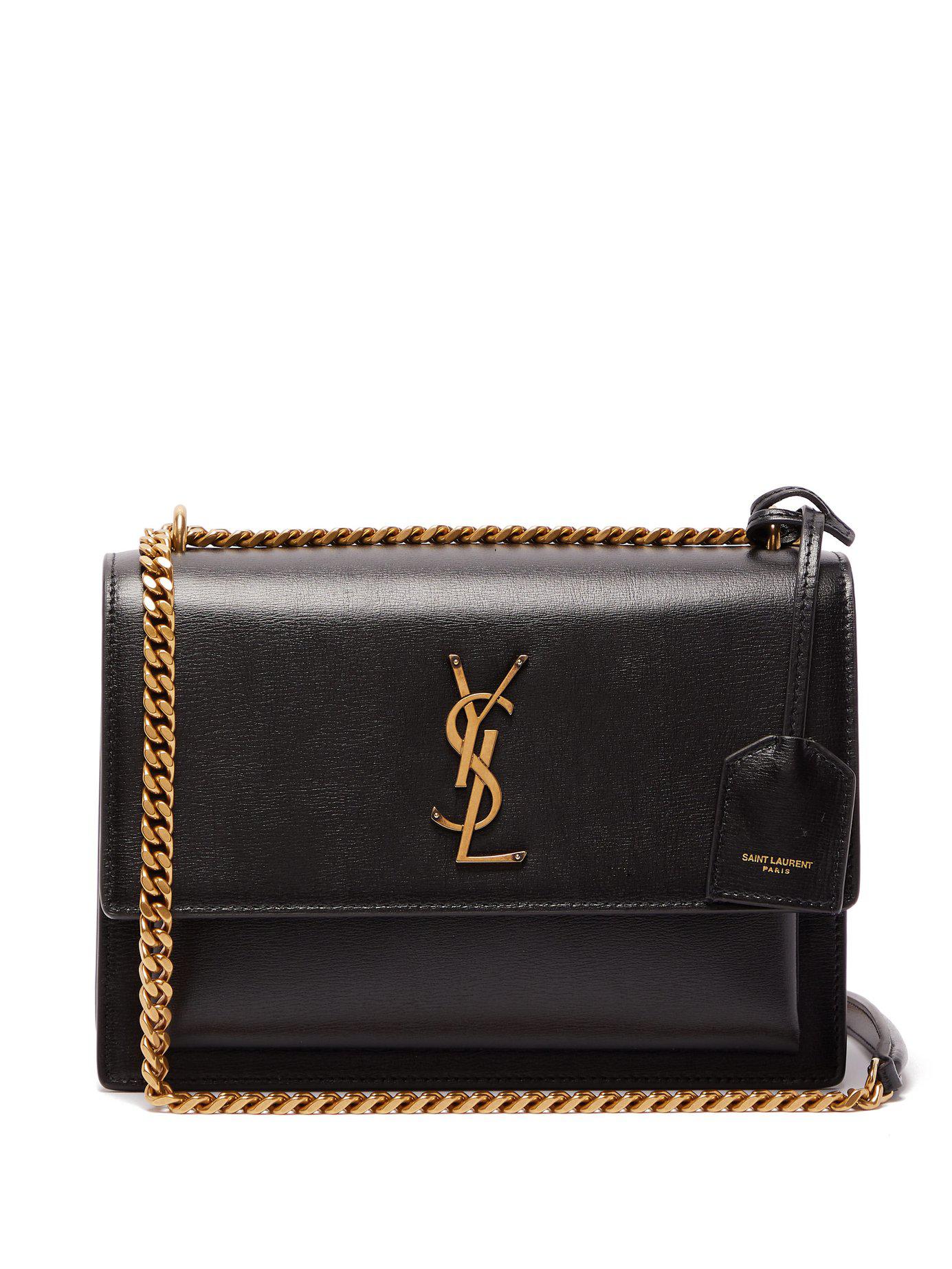 Saint Laurent Sunset Medium Leather Shoulder Bag in Black Lyst