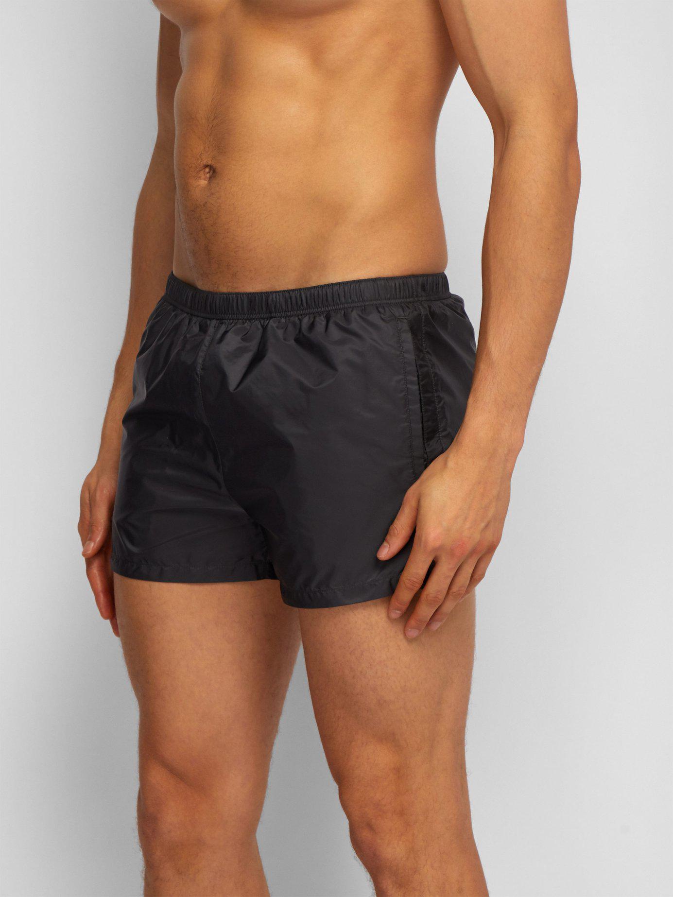 Prada Synthetic Elasticated Waist Nylon Swim Shorts in Dark Grey (Gray
