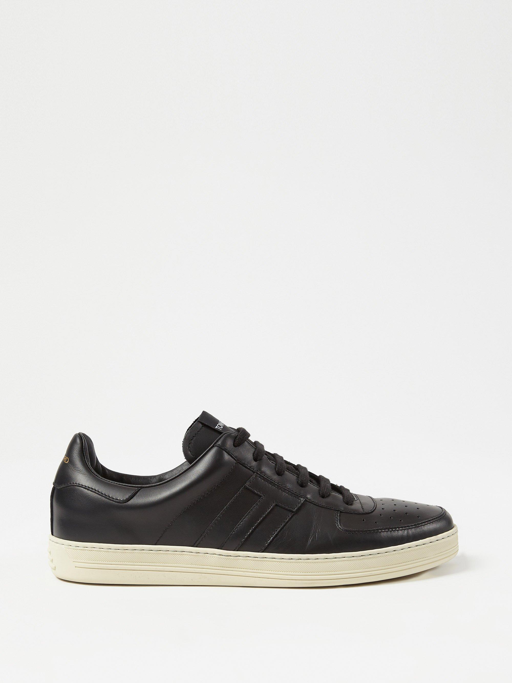 Tom Ford Radcliffe Logo-patch Leather Trainers in Black for Men | Lyst