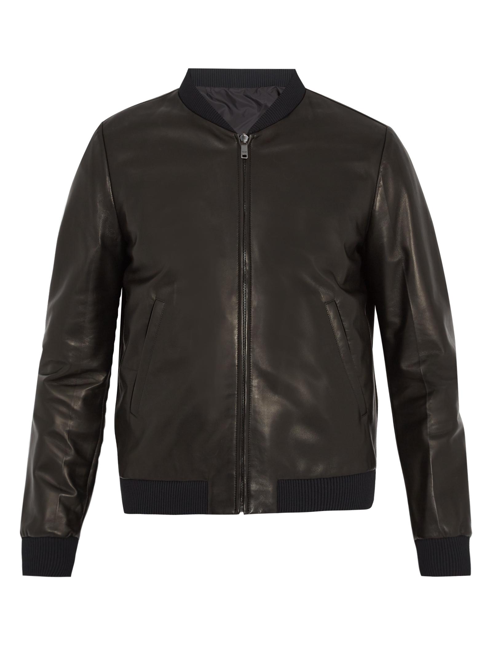 Prada Leather Bomber Jacket in Black for Men - Lyst