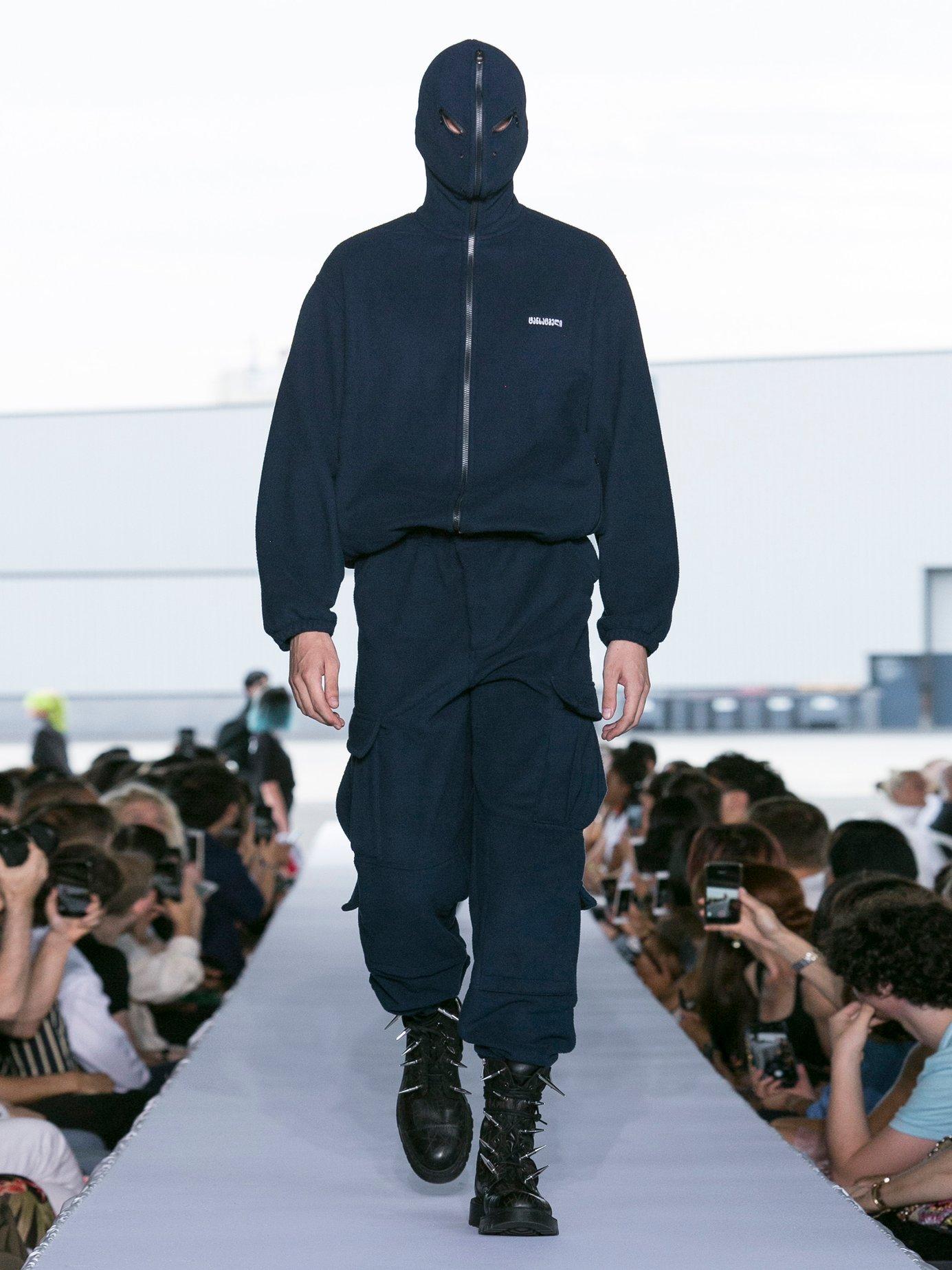 Vetements Logo Print Face Mask Fleece Jacket in Black for Men | Lyst
