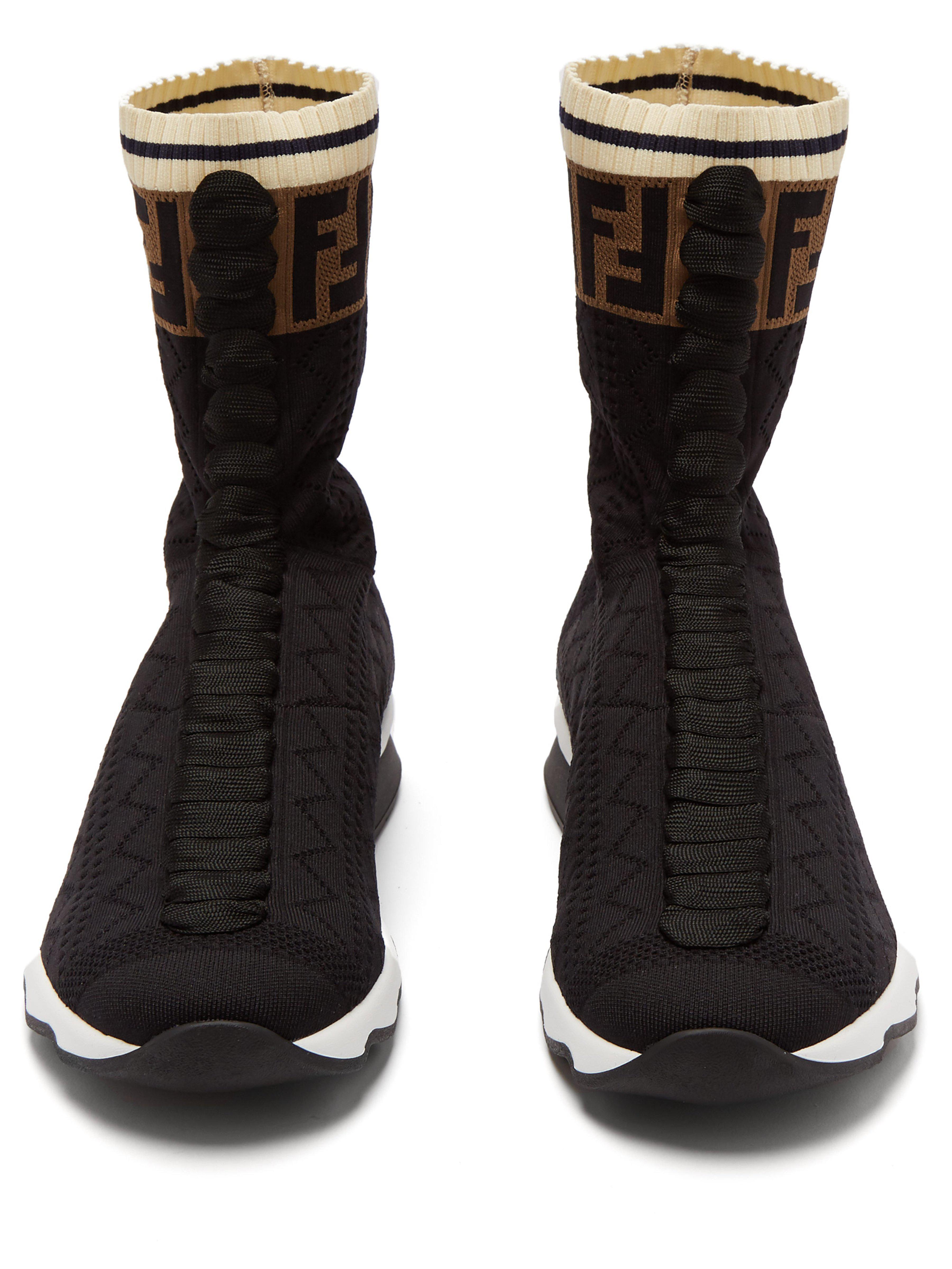 fendi women's rockoko high top knit sneakers