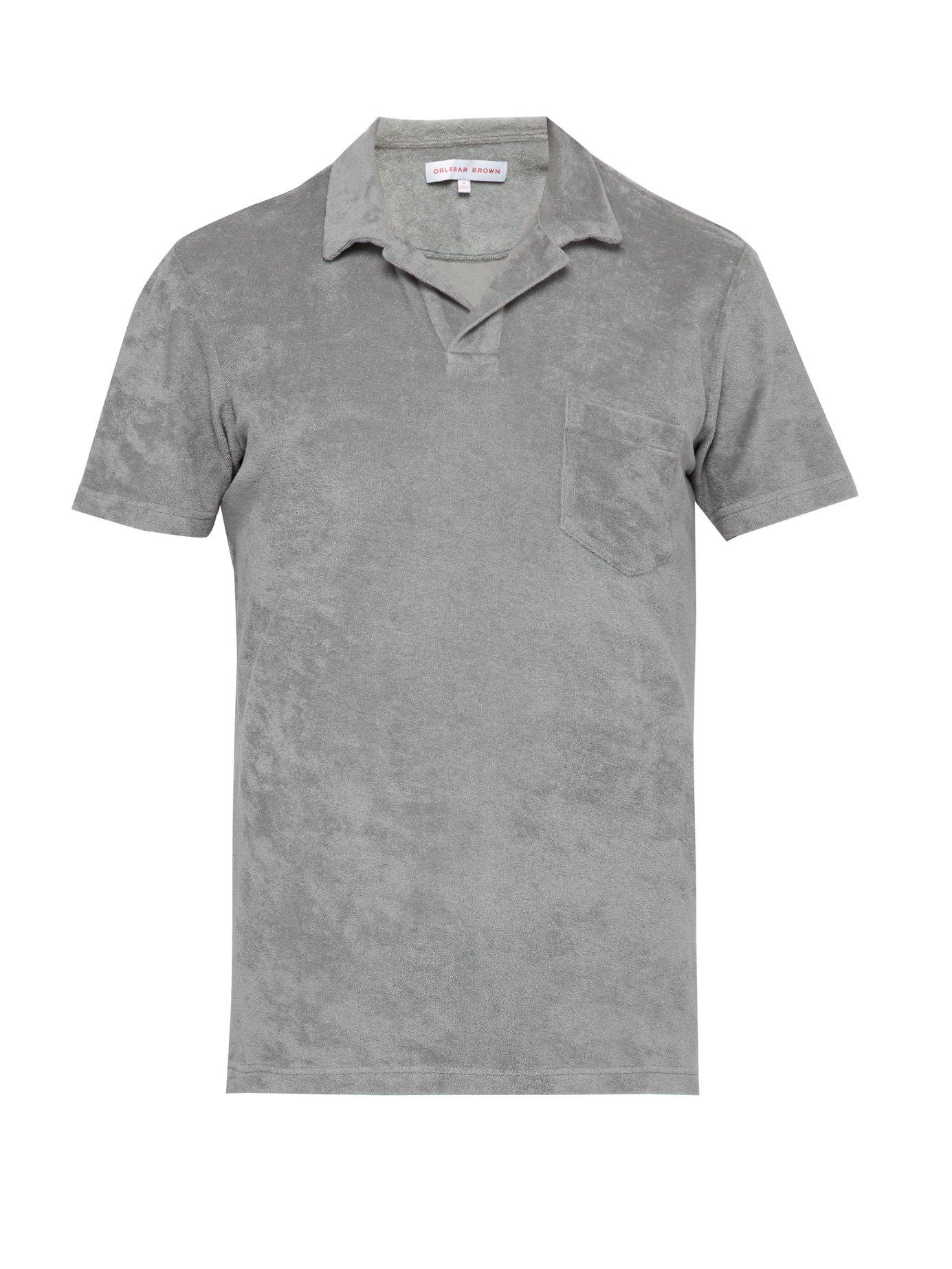 Lyst - Orlebar Brown Terry Towelling Cotton Polo Shirt in Gray for Men