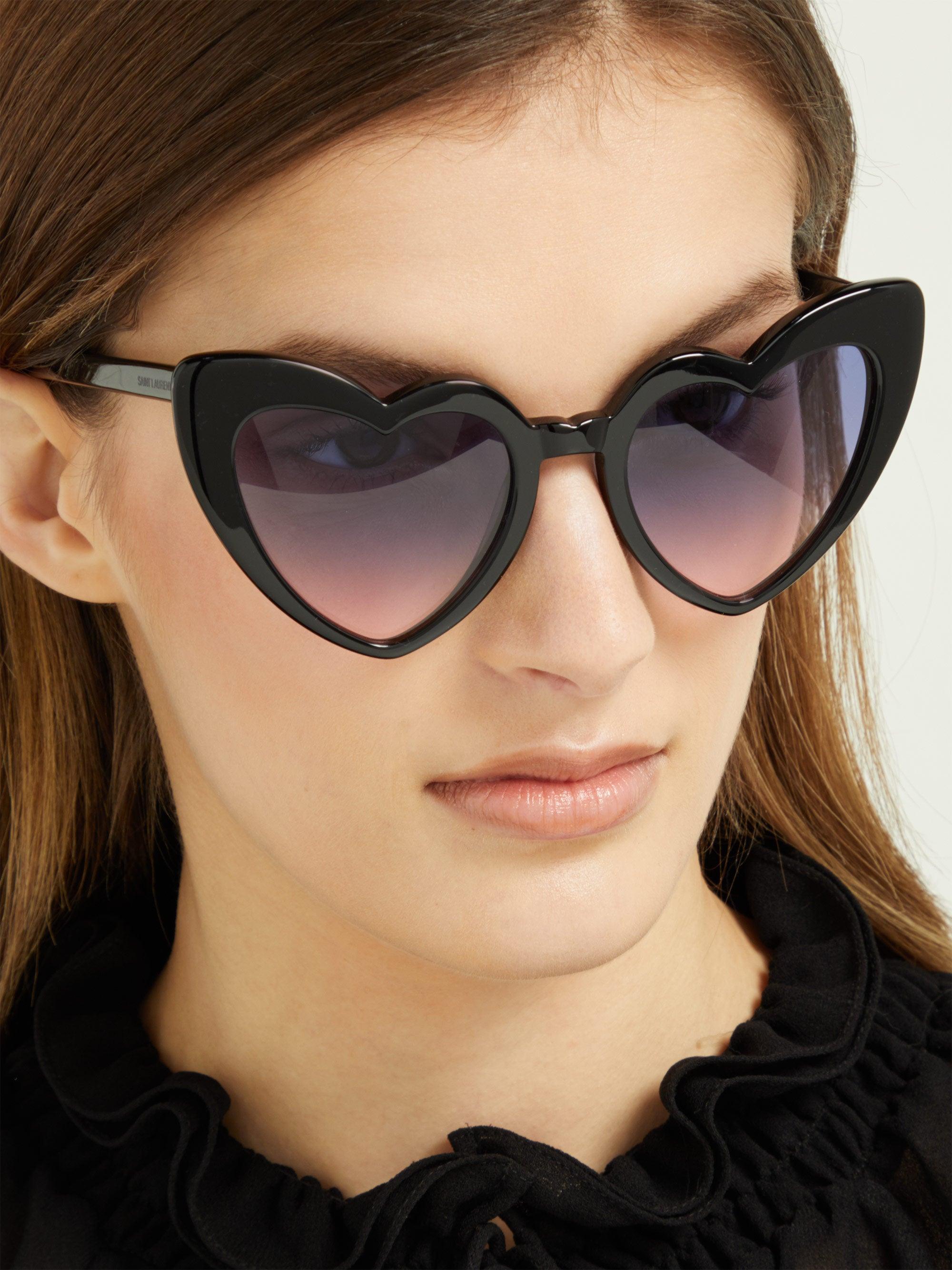 Saint Laurent Loulou Heart-shaped Sunglasses in Purple | Lyst