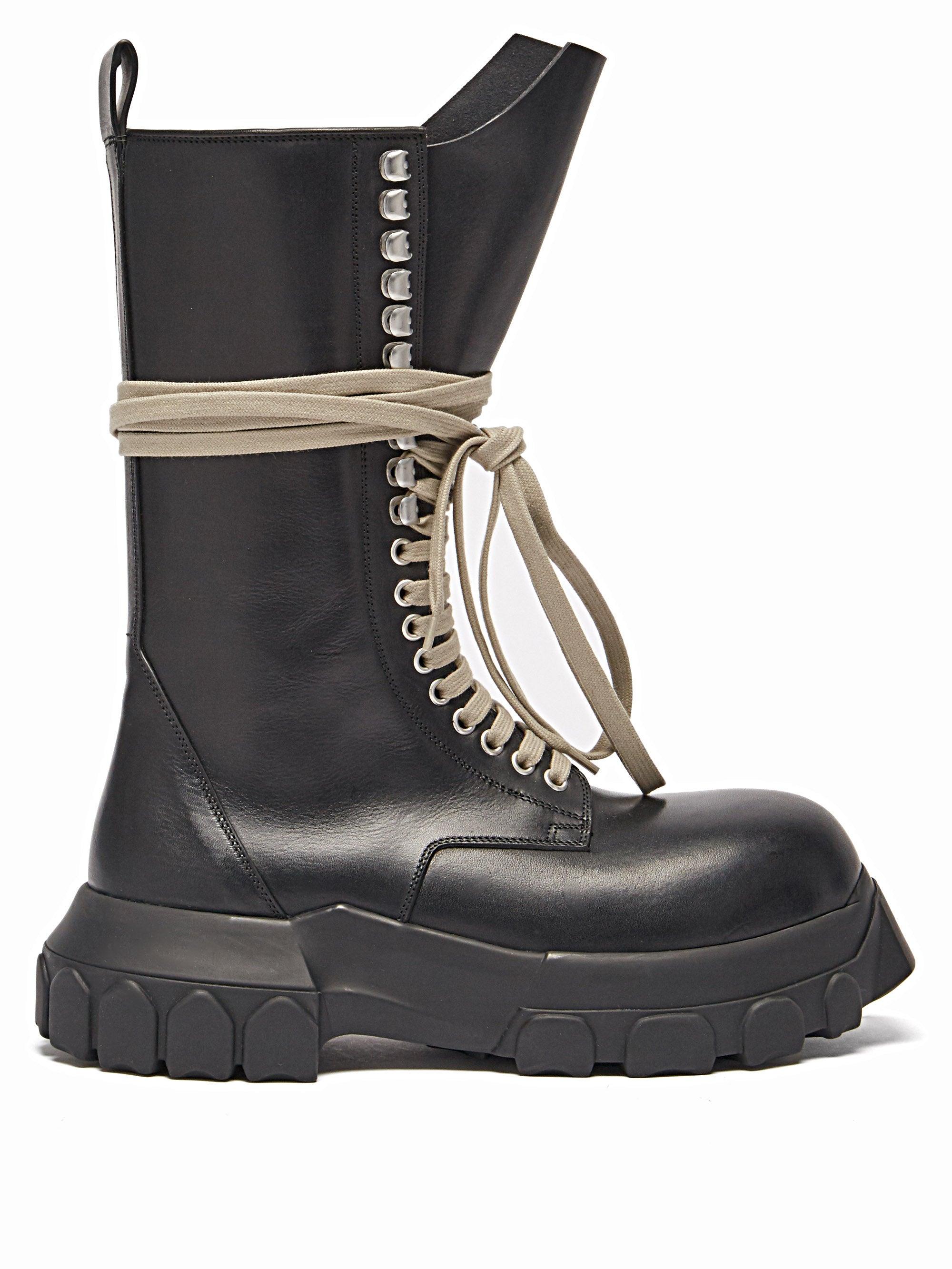 Rick Owens Bozo Tractor Leather Calf-high Boots in Black | Lyst