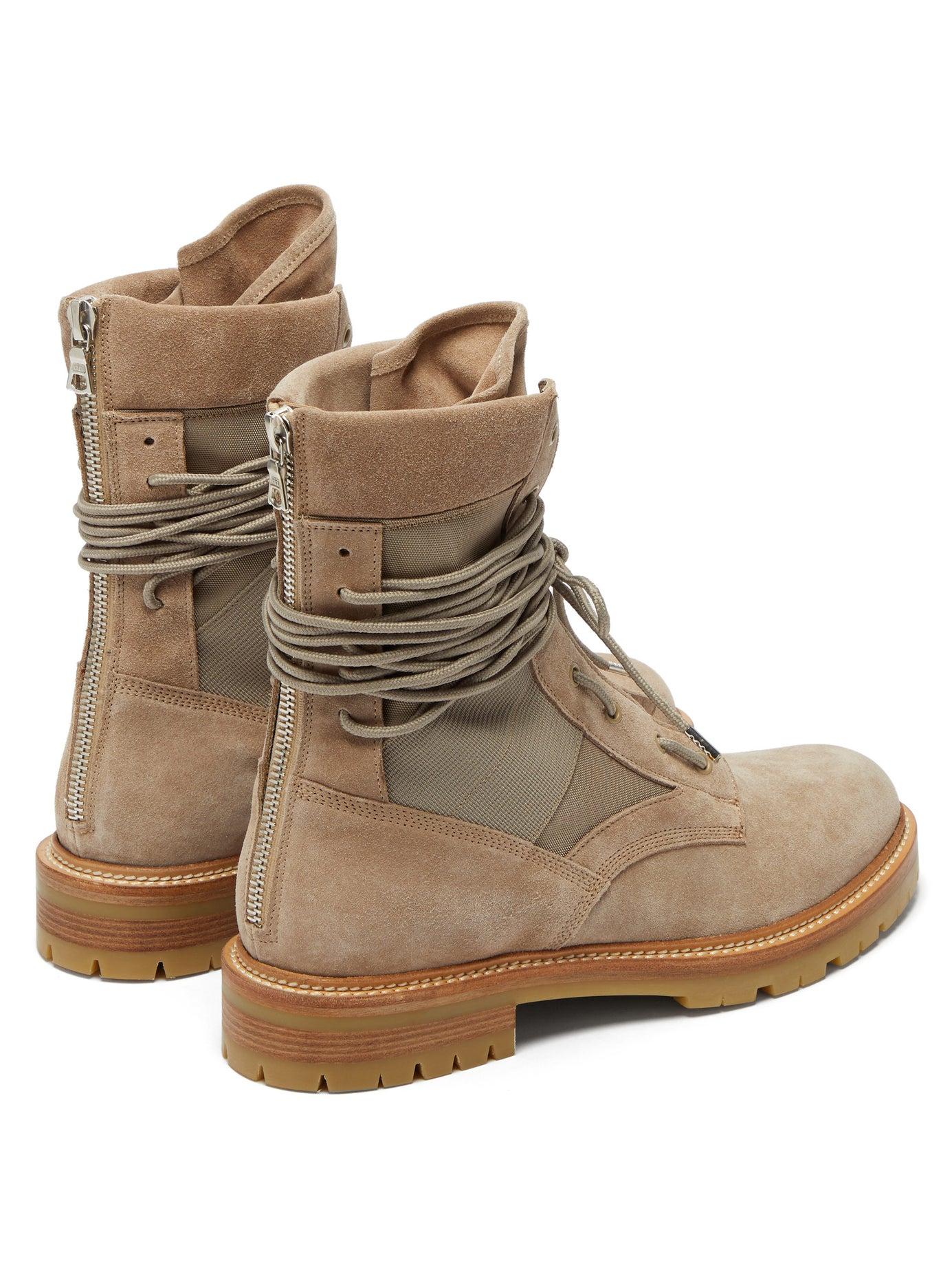 Amiri Suede And Canvas Combat Boots in Beige (Natural) for Men - Lyst