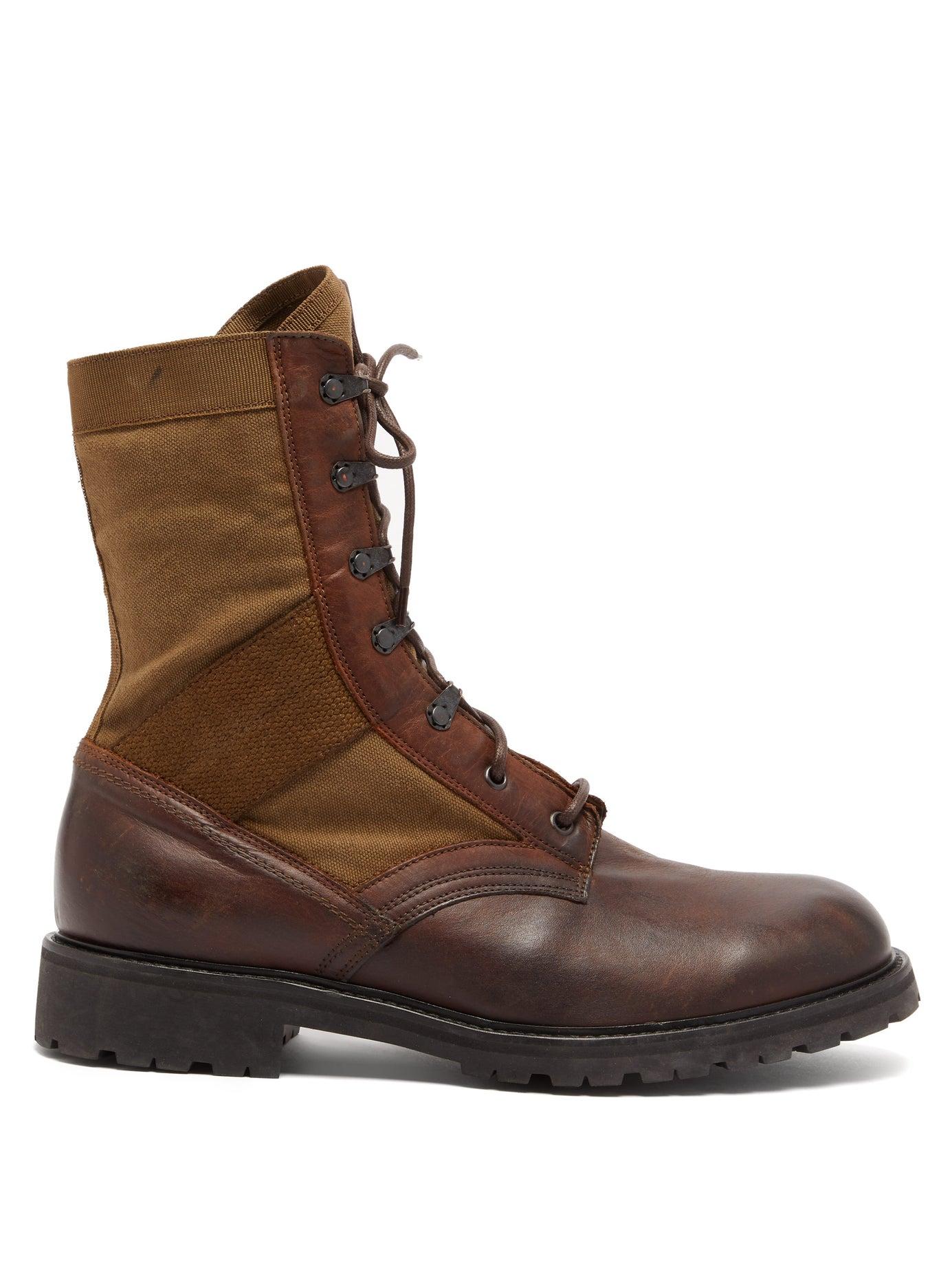 canvas and leather boots