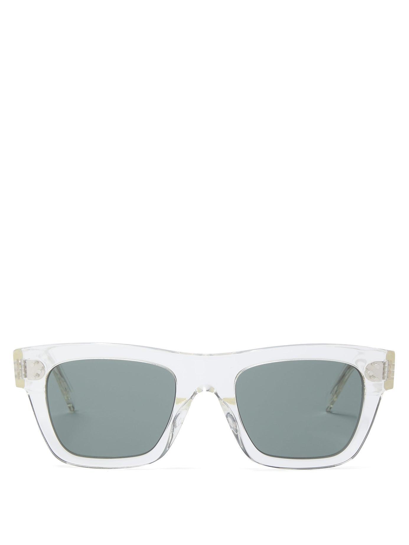 Celine Transparent Acetate Square Sunglasses In Crystal/ Green