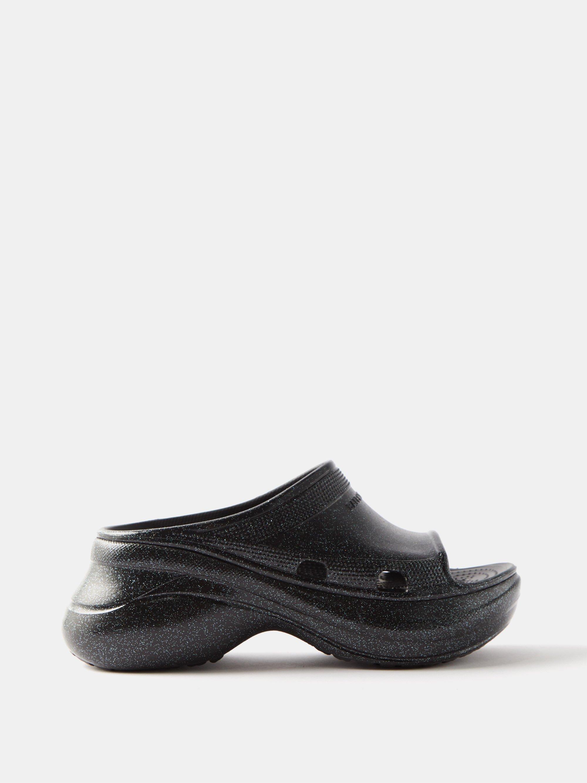 Balenciaga X Crocs Glittered-rubber Slides in Black | Lyst