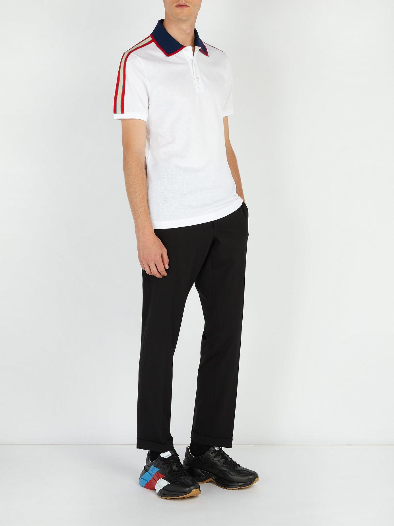 Gucci Cotton-piqué Polo Shirt in White for Men - Save 2% - Lyst