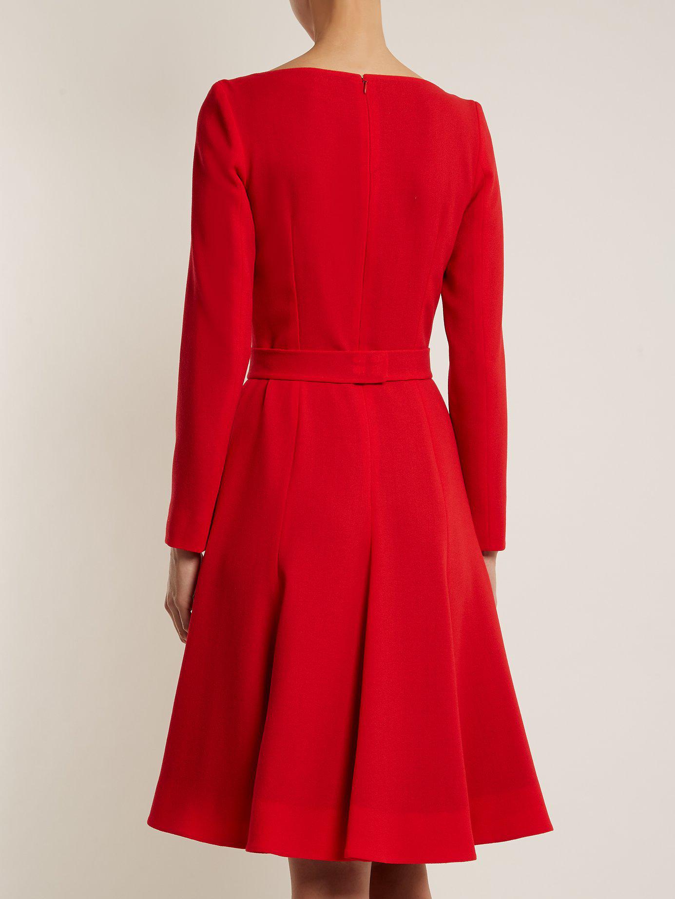 Emilia Wickstead Kate A Line Wool Crepe Dress in Red | Lyst