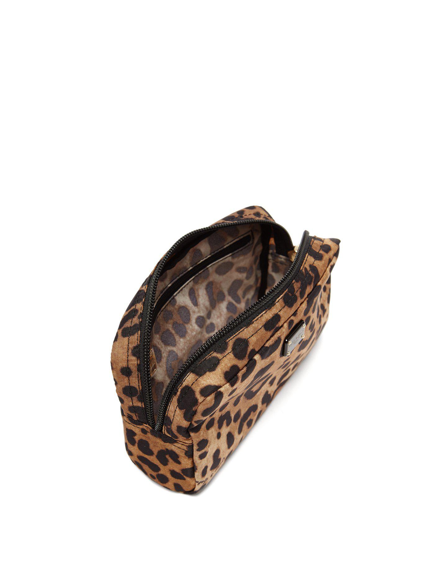 Dolce & Gabbana Synthetic Leopard Print Cosmetics Case in Brown - Lyst