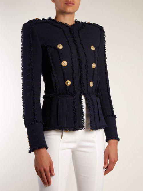 frayed edge tweed jacket