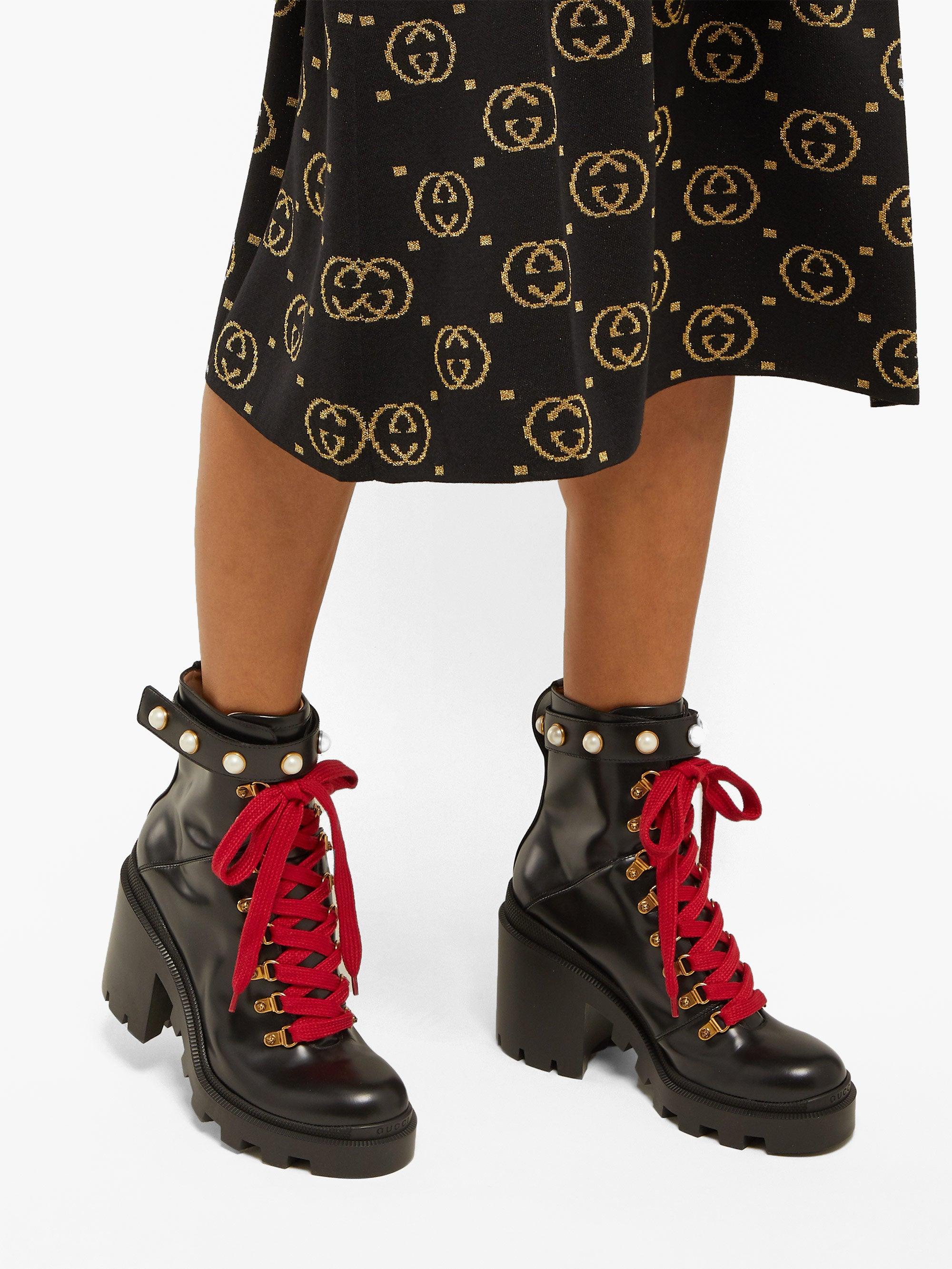 Gucci trip leather ankle boots sale