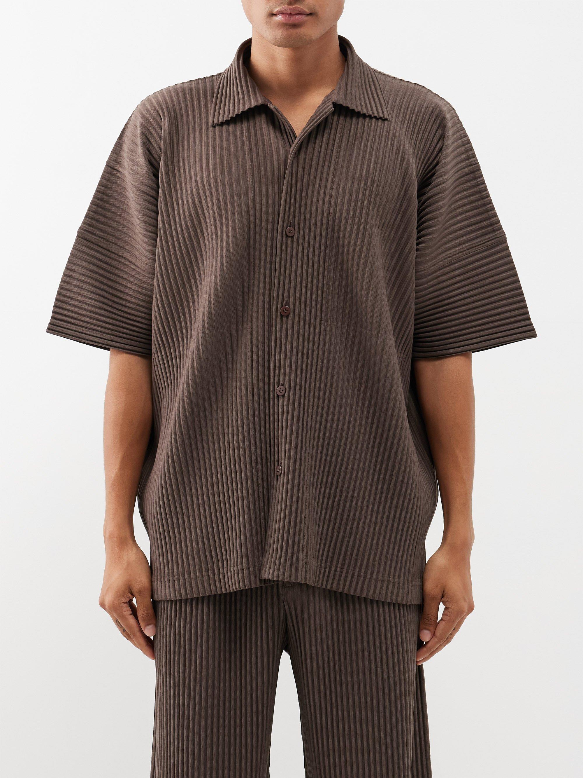 Homme Plissé Issey Miyake Short-sleeved Technical-pleated Shirt in Gray ...
