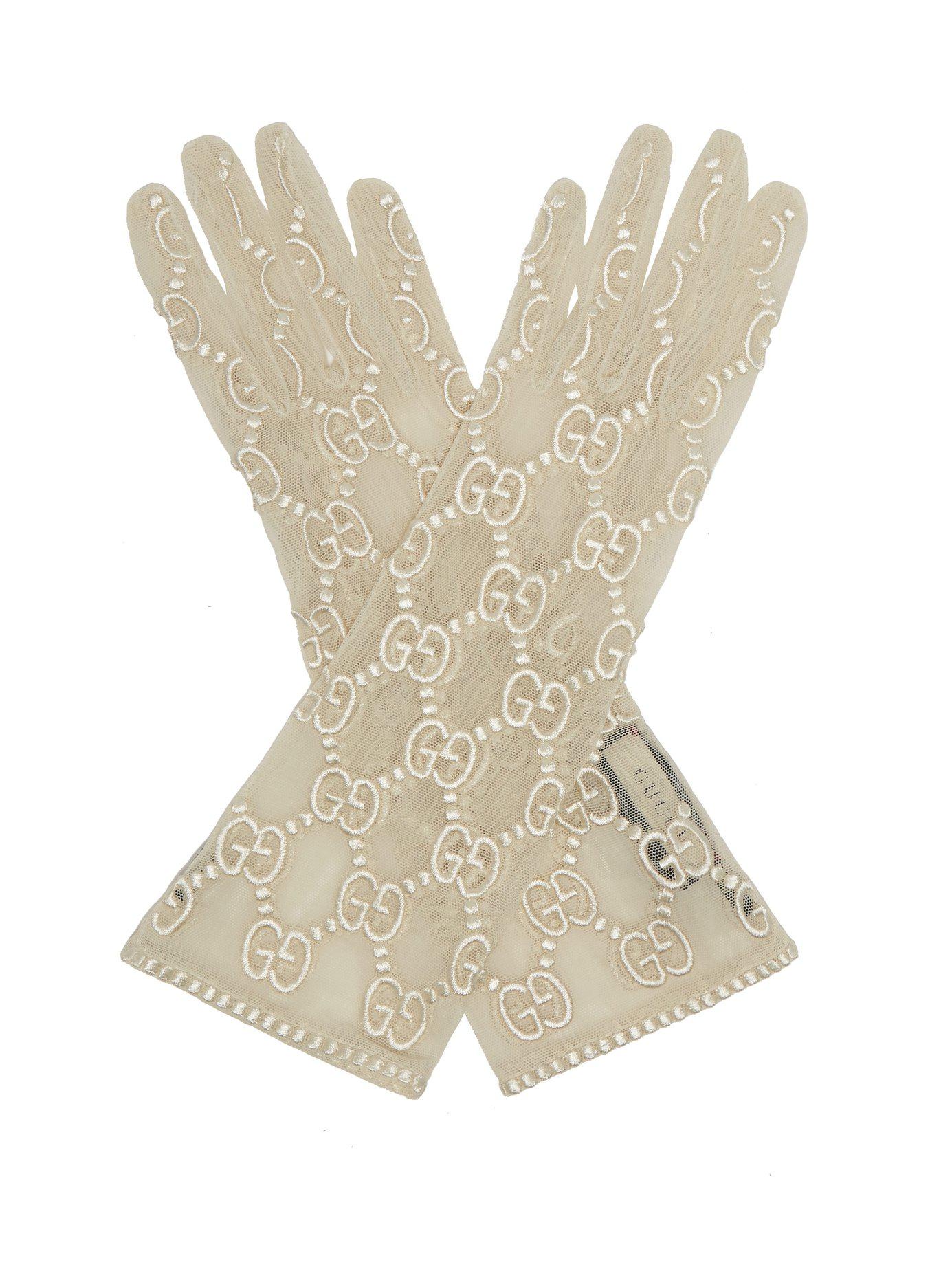 Gucci Gloves Lace Tulle Womens Size S