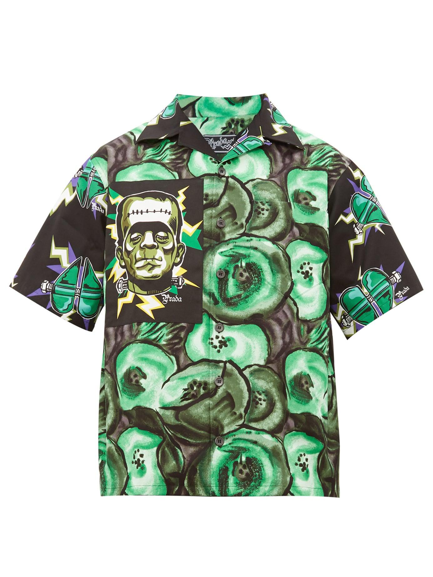 Prada Frankenstein-print Cotton-poplin Shirt in Green for Men | Lyst Canada