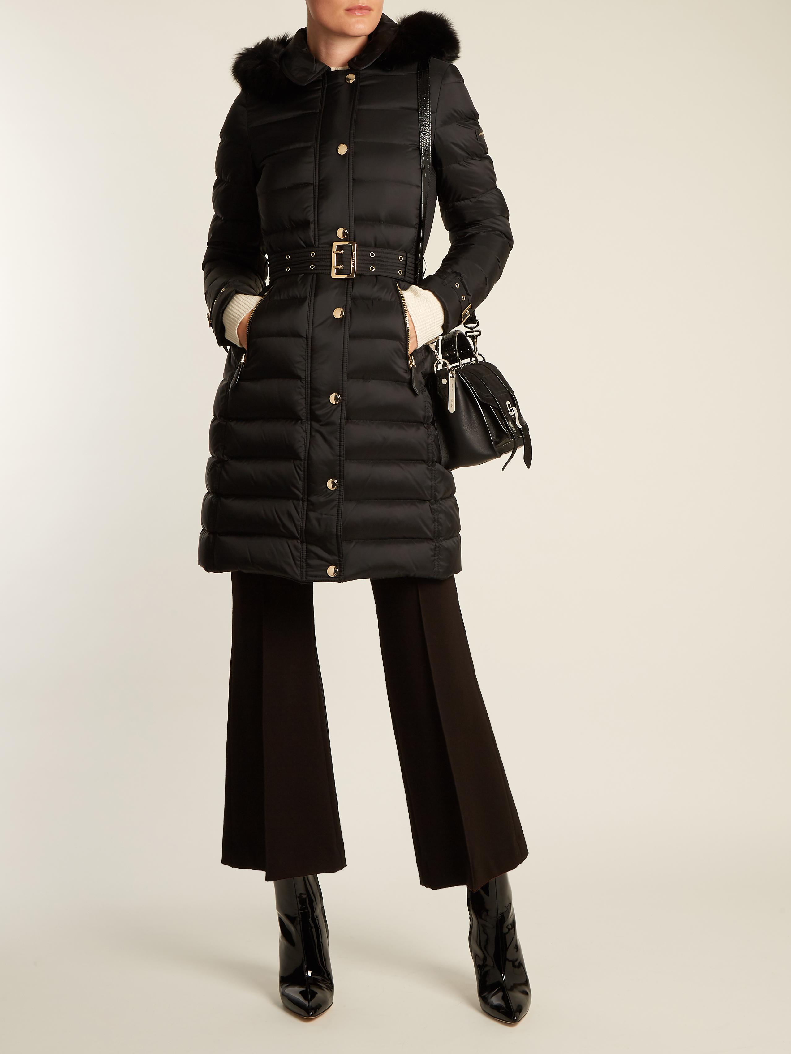 Burberry Goose Ashmore Fur-trimmed Quilted Down Coat in Black - Lyst