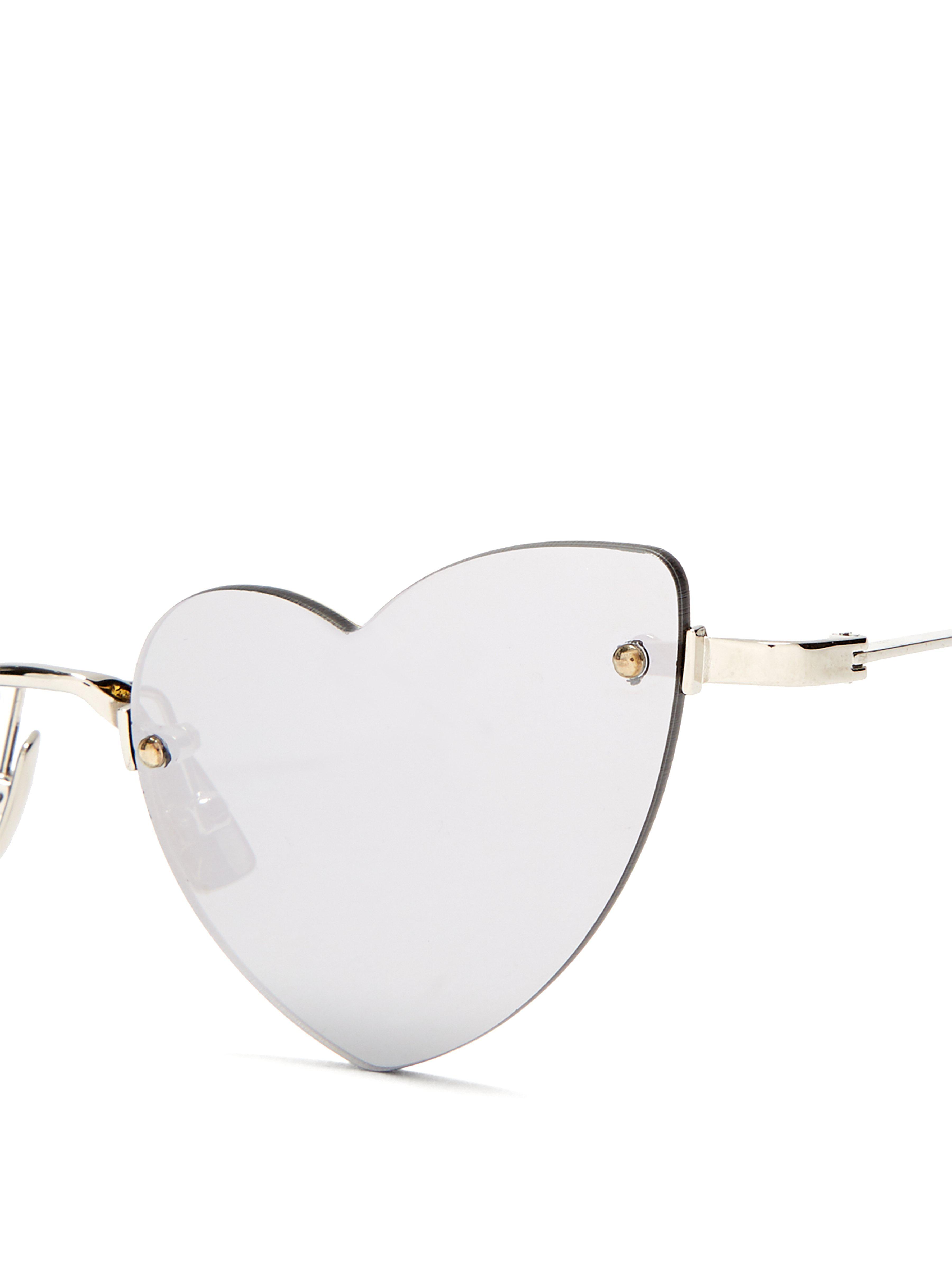 Saint Laurent New Wave Loulou 254 Heartshaped Sunglasses in Silver