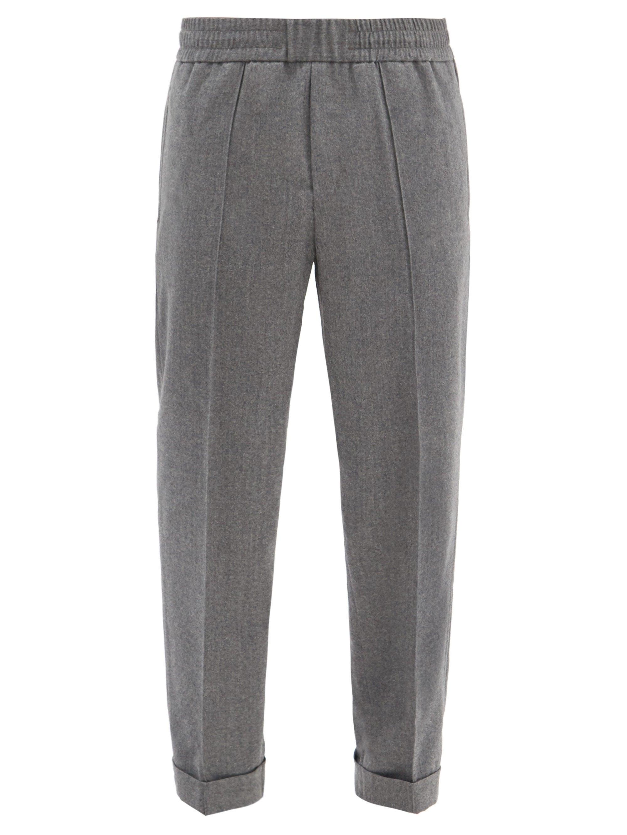 Moncler Pleated Wool Track Pants in Gray for Men - Lyst