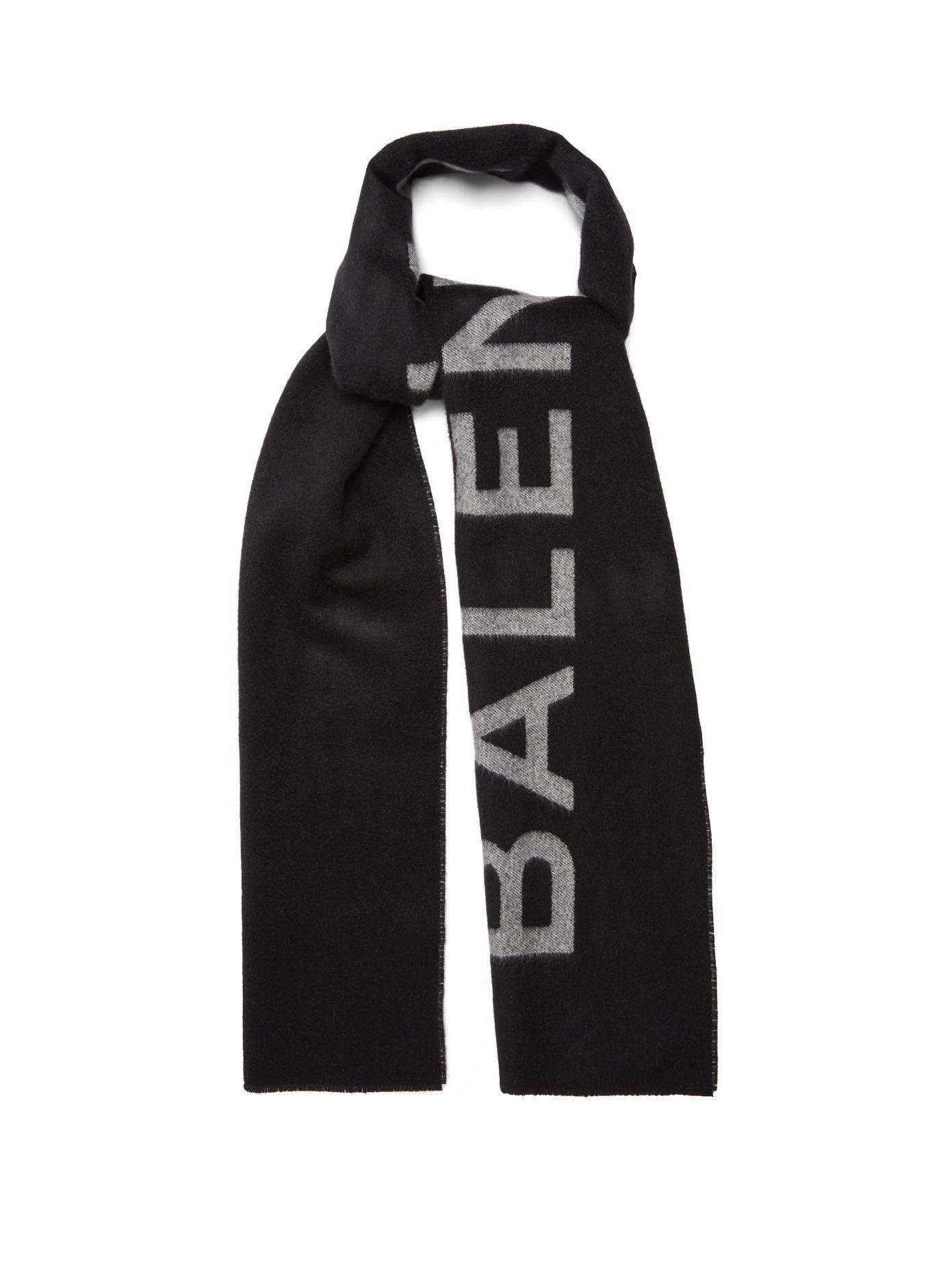 Balenciaga Cashmere Logo Scarf in Black - Lyst
