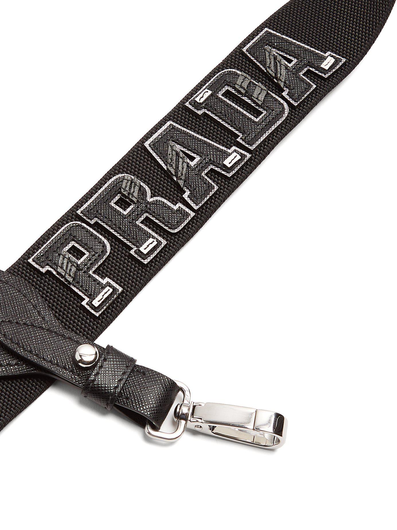 Prada Letter Leather Bag Strap in Black for Men | Lyst
