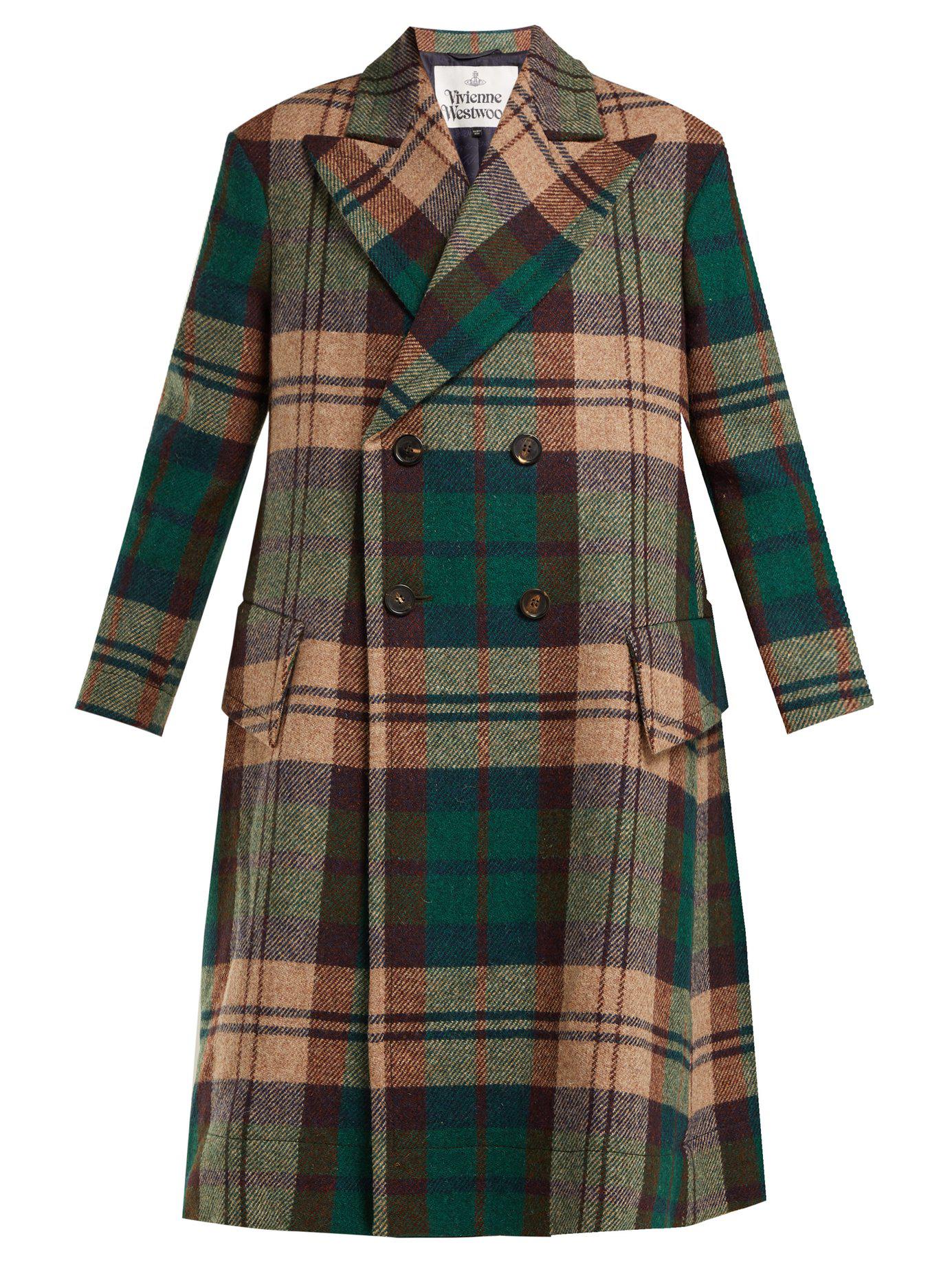 Vivienne Westwood Princess Hecked Harris Tweed Coat in Green | Lyst