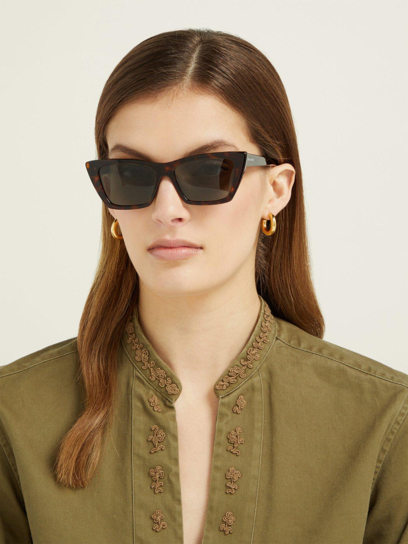 SUSTYA - Women Fashion Tinted Cat Eye Sunglasses Black