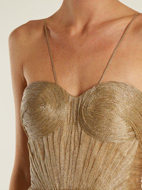 Maria Lucia Hohan Zaria Pleated Mesh Gown in Metallic | Lyst
