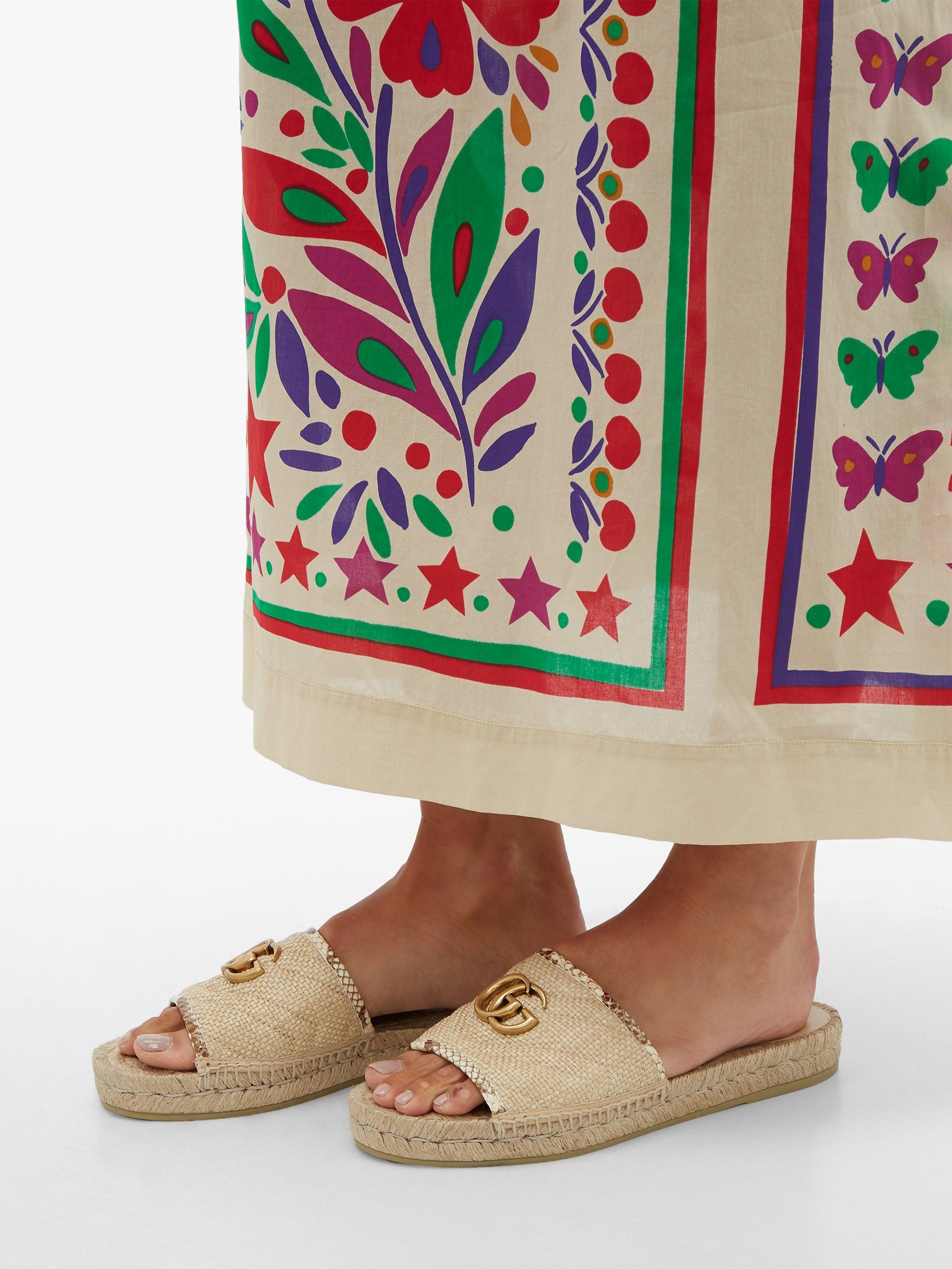 gucci raffia slides