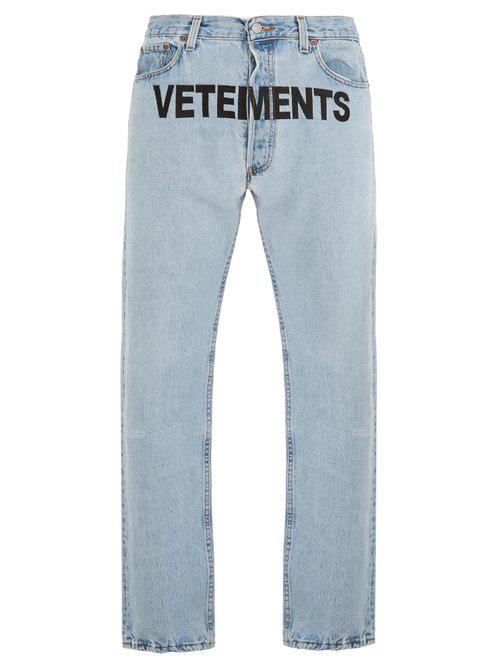 Vetements X Levi's Logo-embroidery Low-rise Wide-leg in Blue for Men | Lyst