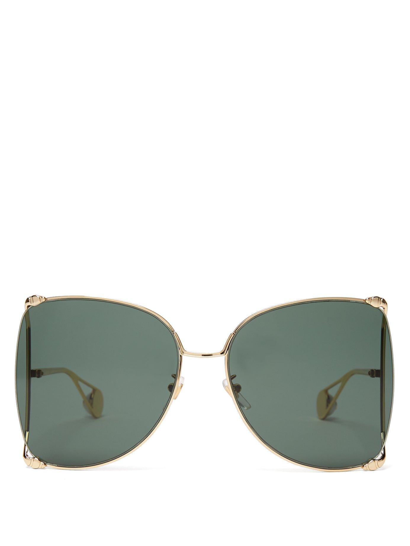 Gucci Oversized Butterfly Metal Sunglasses in Green Lyst