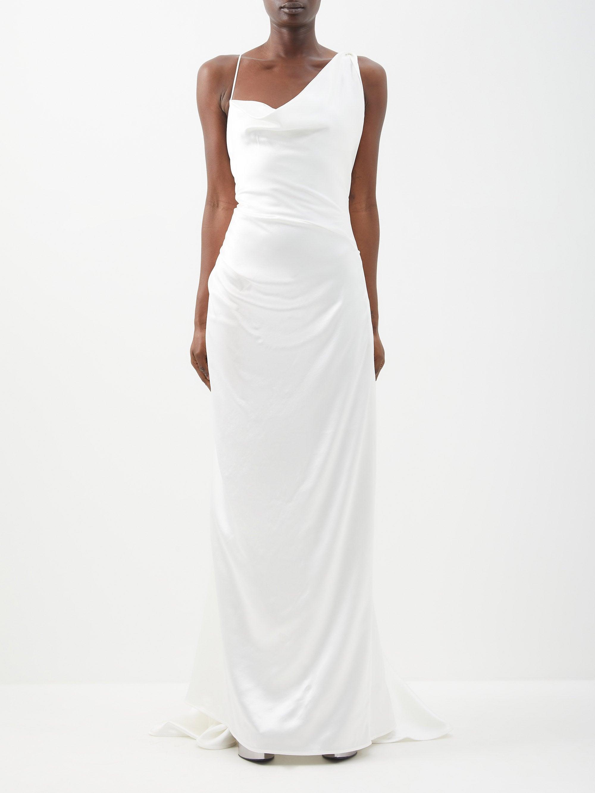 Vivienne Westwood Minerva Asymmetric Silk-satin Gown in White | Lyst ...