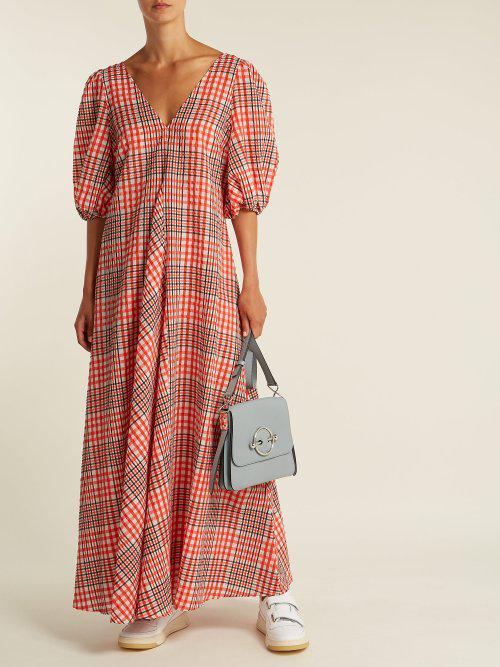 ganni red check dress