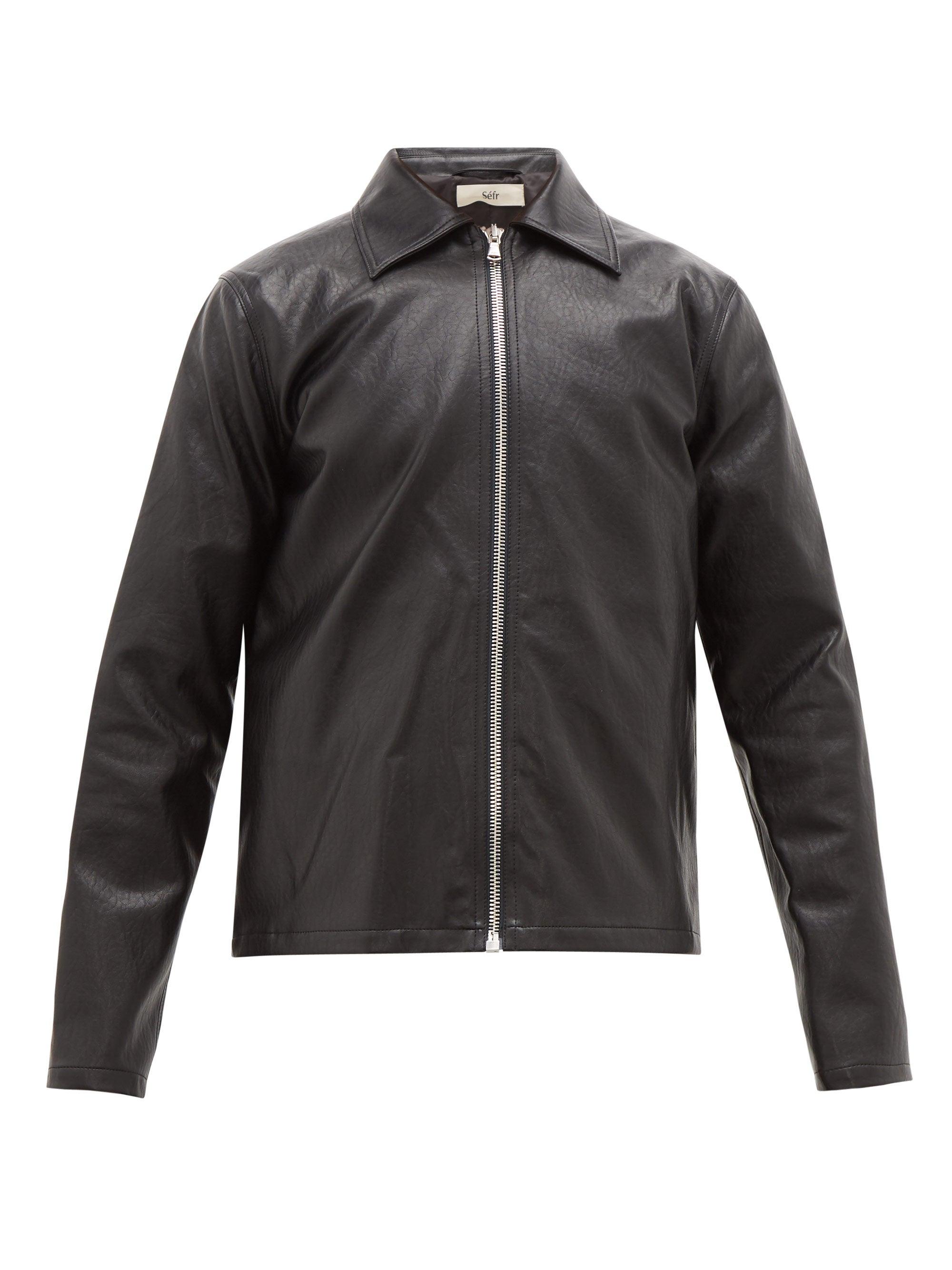 SÃ©fr Truth Faux-leather Jacket in Black for Men - Lyst