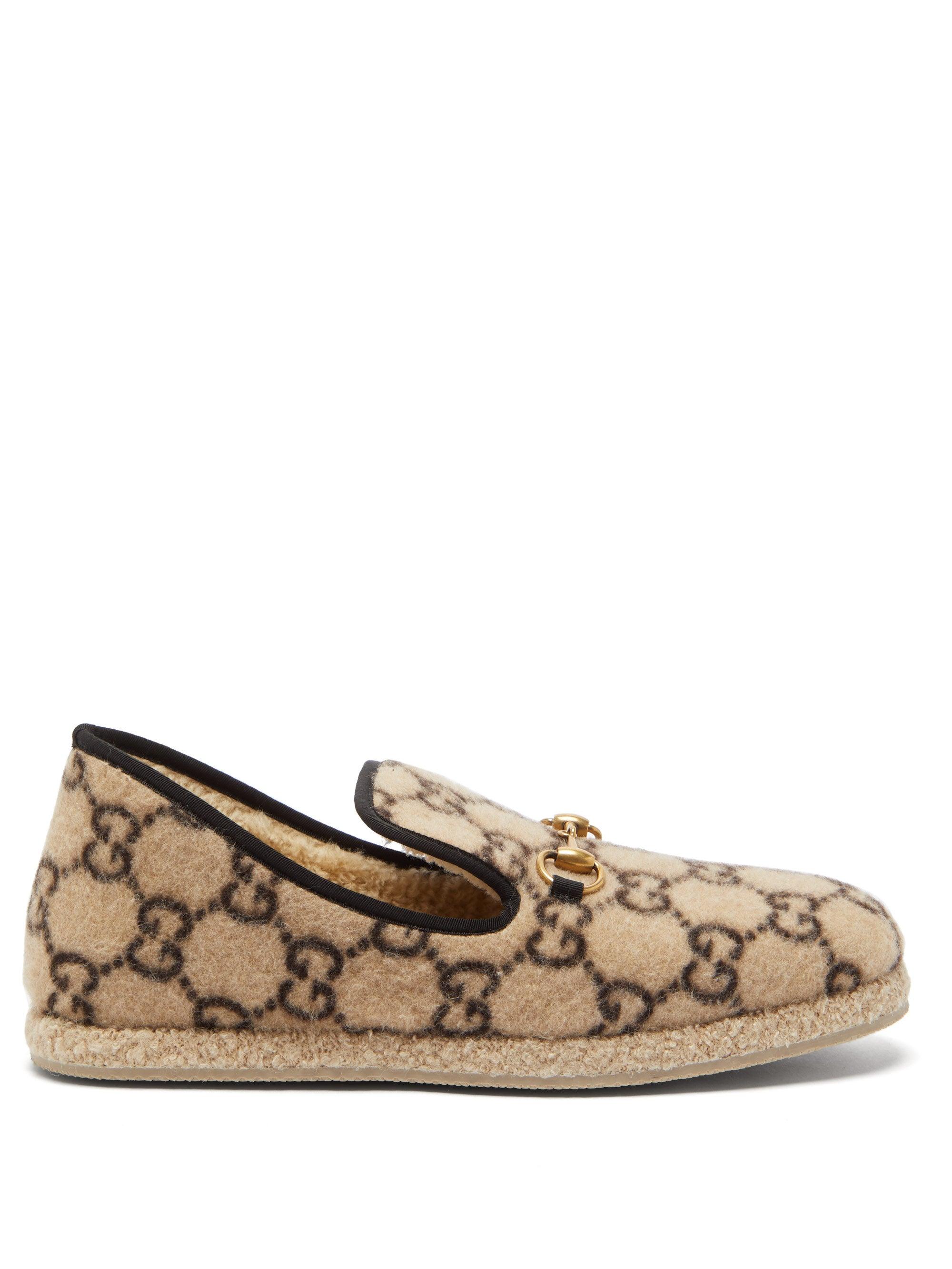 Gucci Fria Gg-print Felted-wool Loafers in Beige (Natural) for Men ...