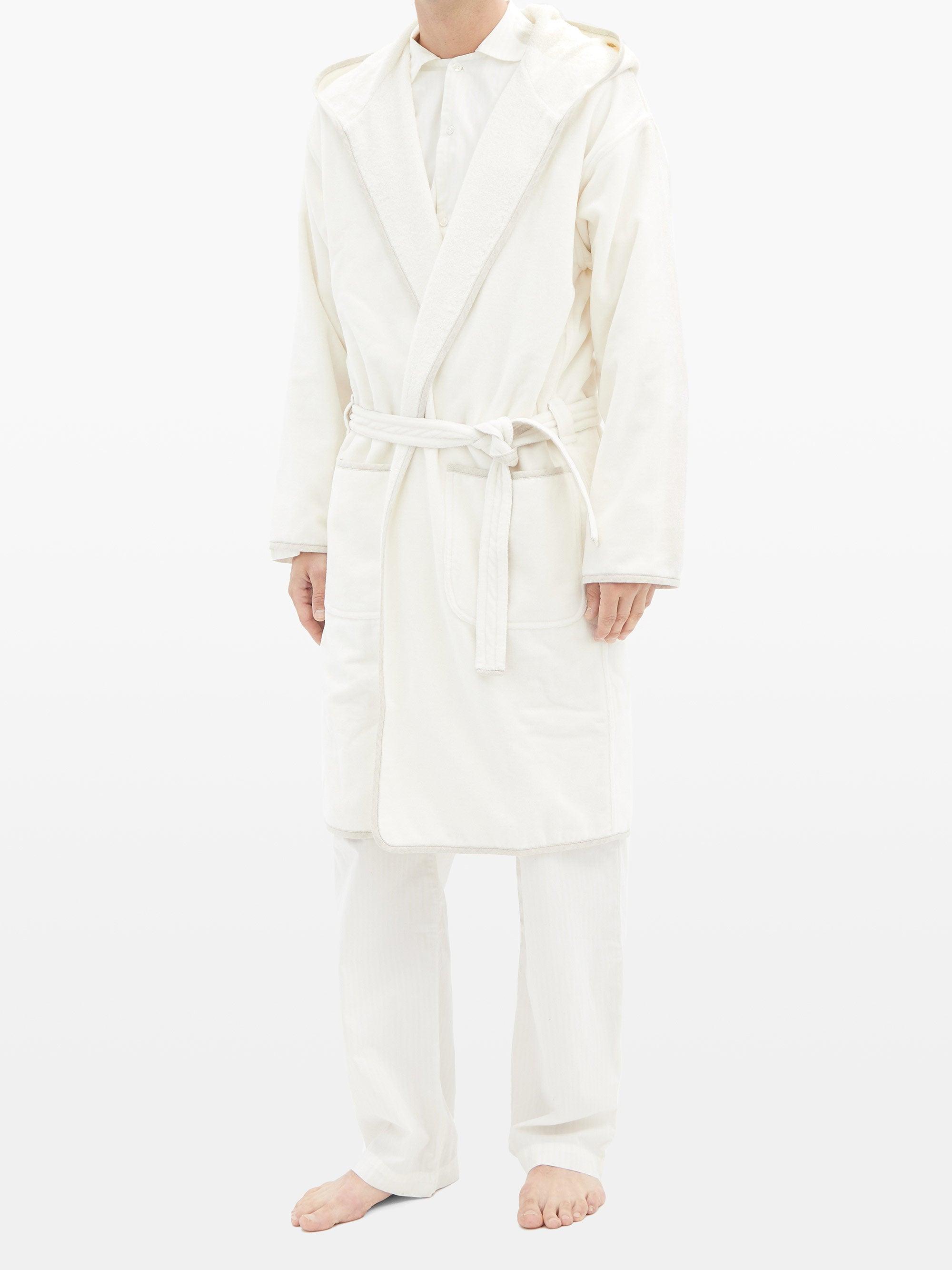 Brunello Cucinelli Logoembroidered Cottontowelling Bathrobe in Ivory