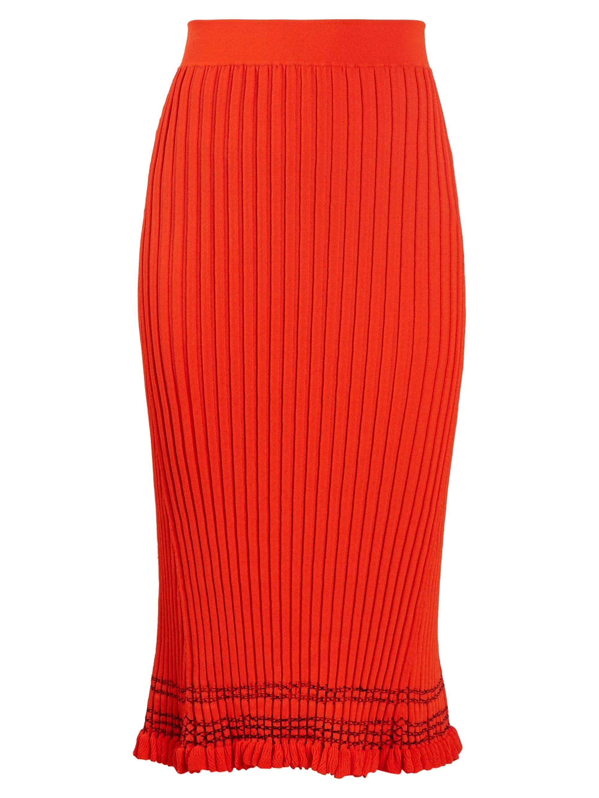 Altuzarra Gwendolyn Ribbed-knit Midi Skirt in Orange - Lyst