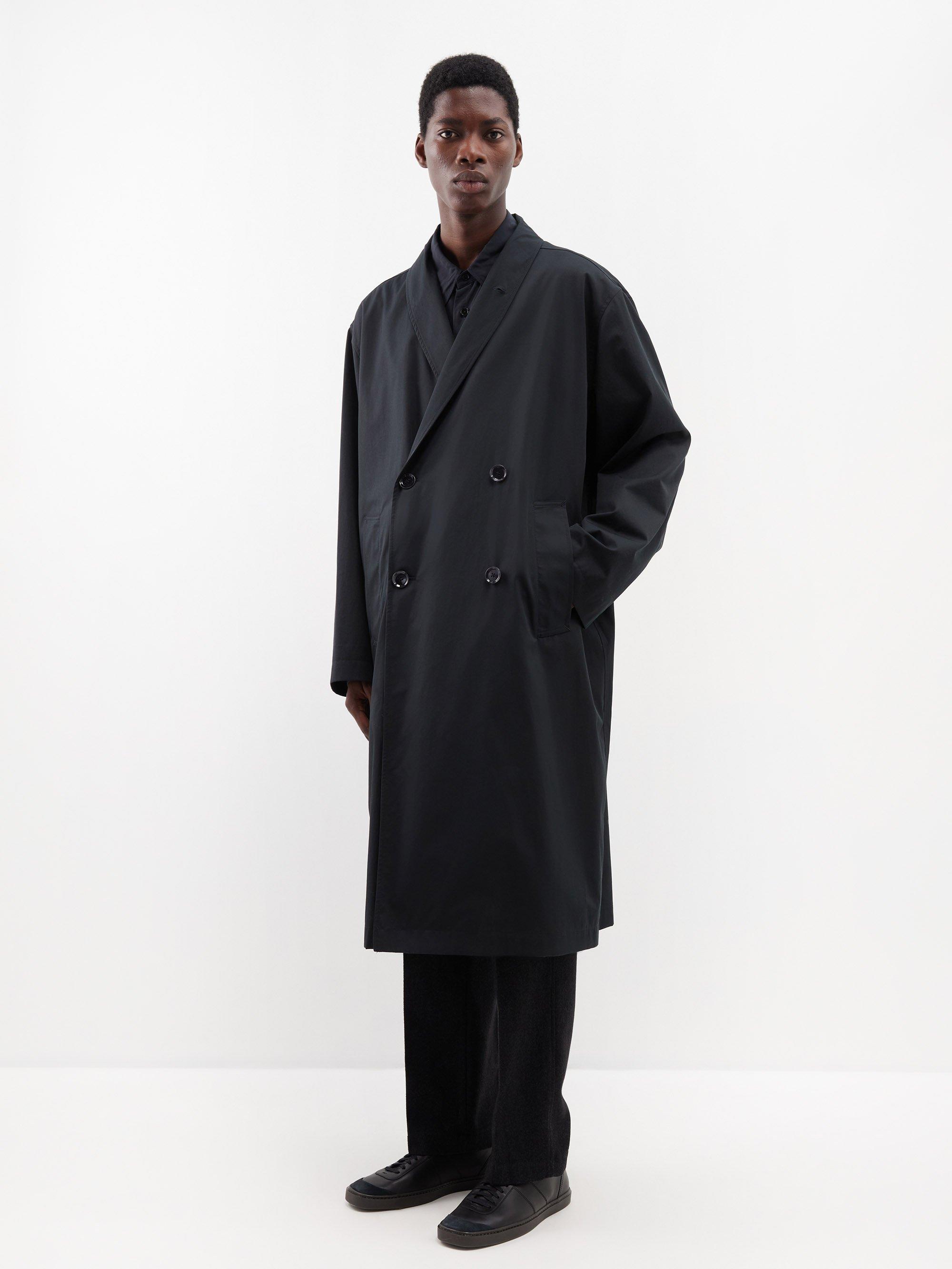 Lemaire Double breasted Cotton gabardine Trench Coat in Black for