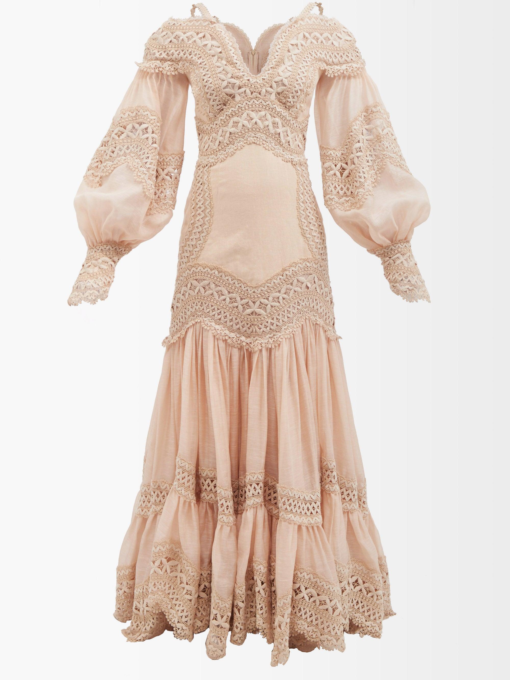 Serrated spiralformet klæde Zimmermann Postcard Macramé-lace Linen-blend Dress in Natural | Lyst