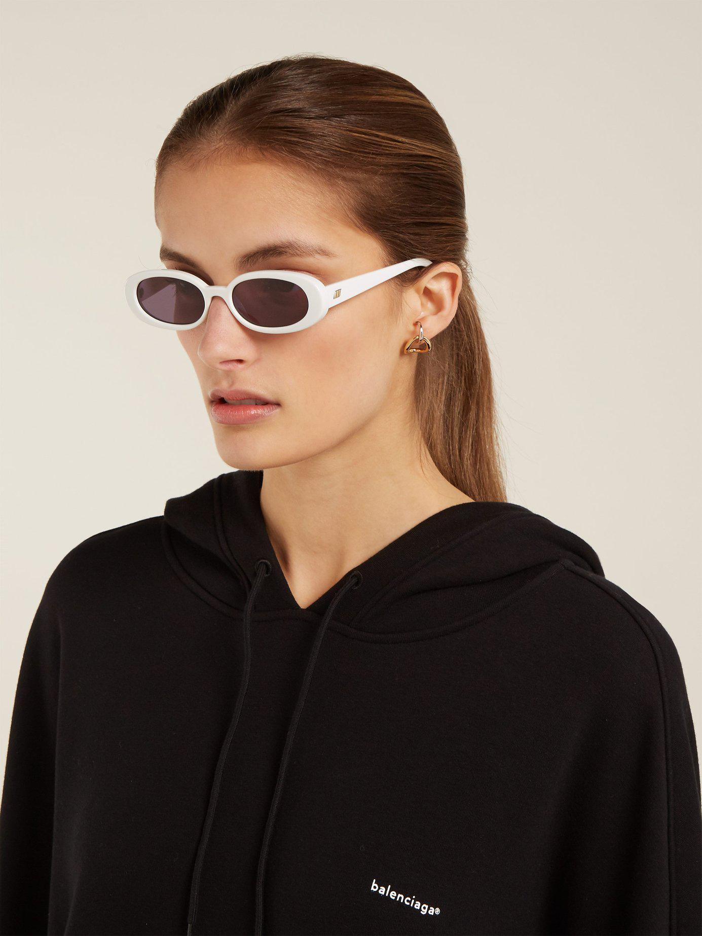 Le Specs Outta Love Oval Acetate Sunglasses in White | Lyst