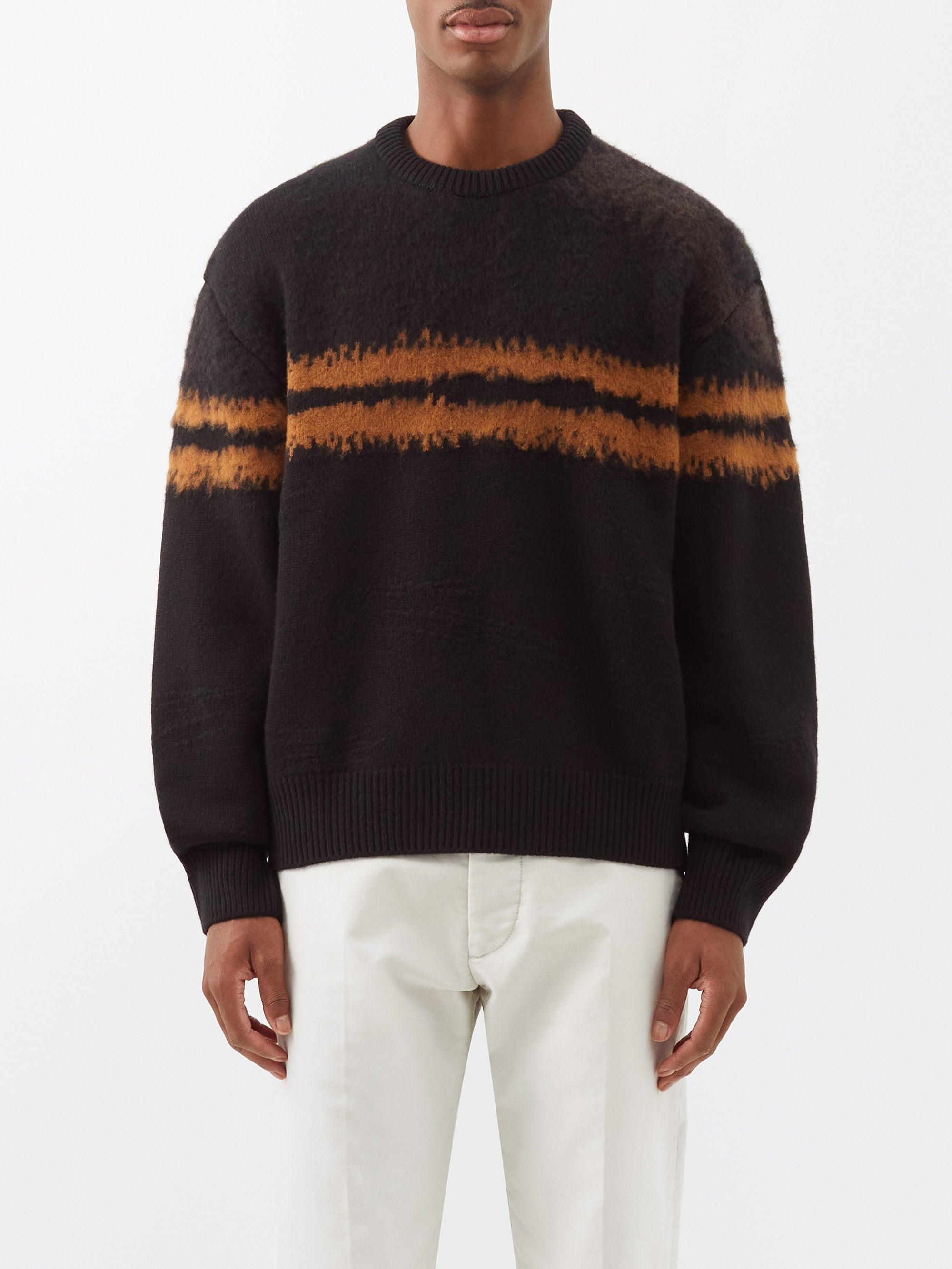 Zegna Oasi Striped Bouclé-cashmere Sweater in Black for Men | Lyst