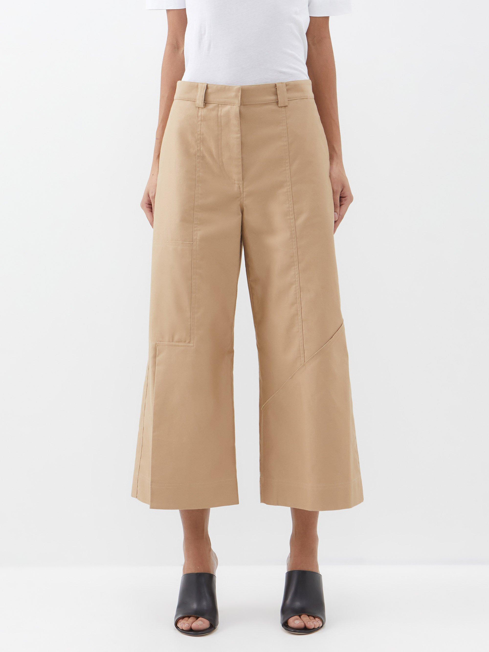 JW Anderson Cropped Wide-leg Cotton Trousers in Natural | Lyst UK